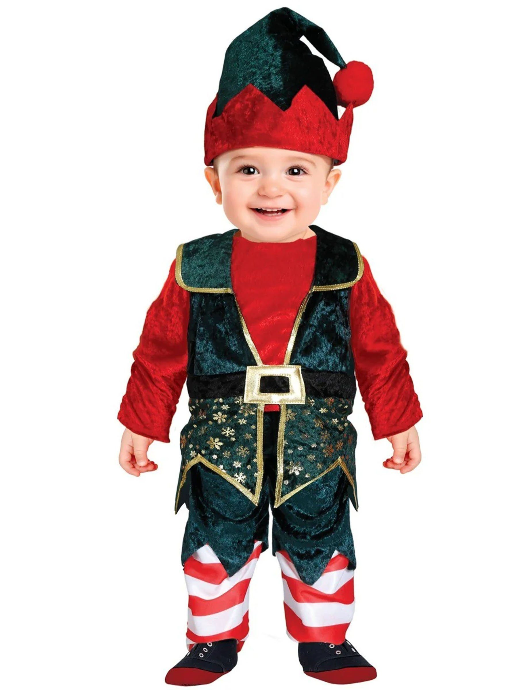 GUIRMA Kostüm Weihnachtselfen Kostüm für Babies rot-grün