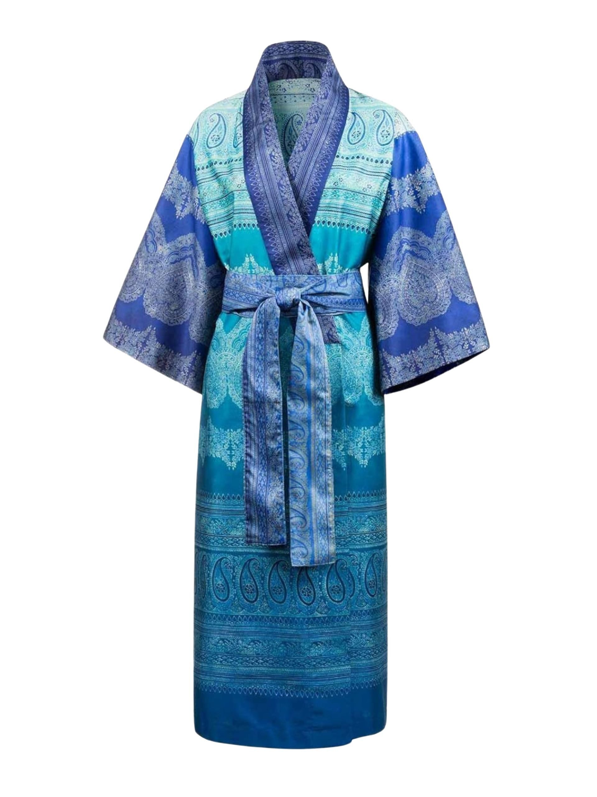 Bassetti Kimono BRUNELLESCHI, midi, Baumwolle, Gürtel, aus satinierter Baumwolle