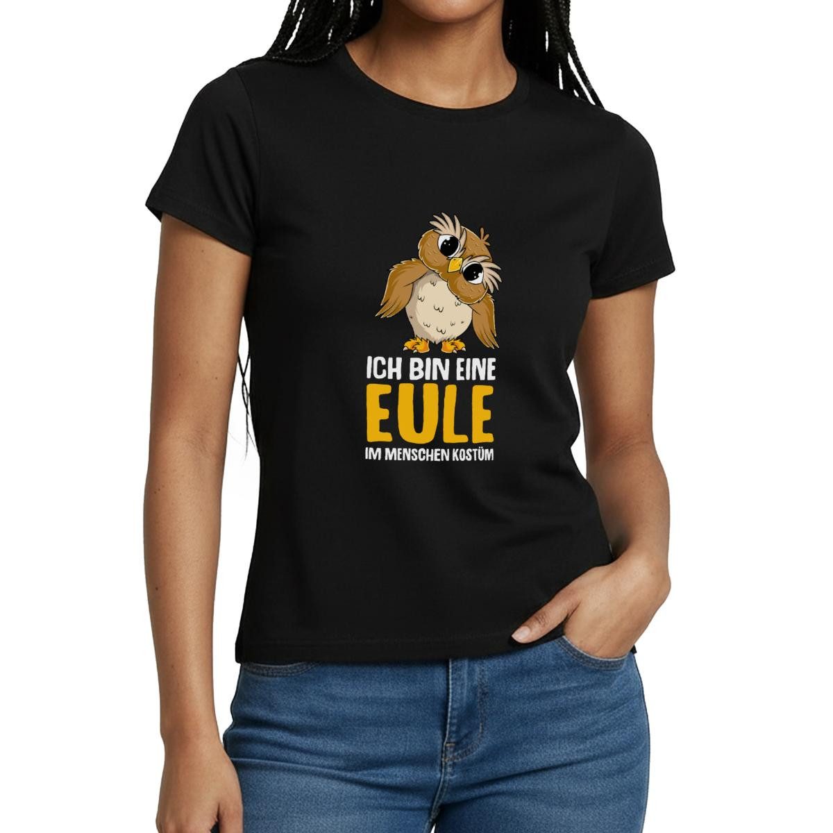 T-Shirt Ich Bin Eine Eule Im Menschen Kostüm Karneval Frauen T-Shirt