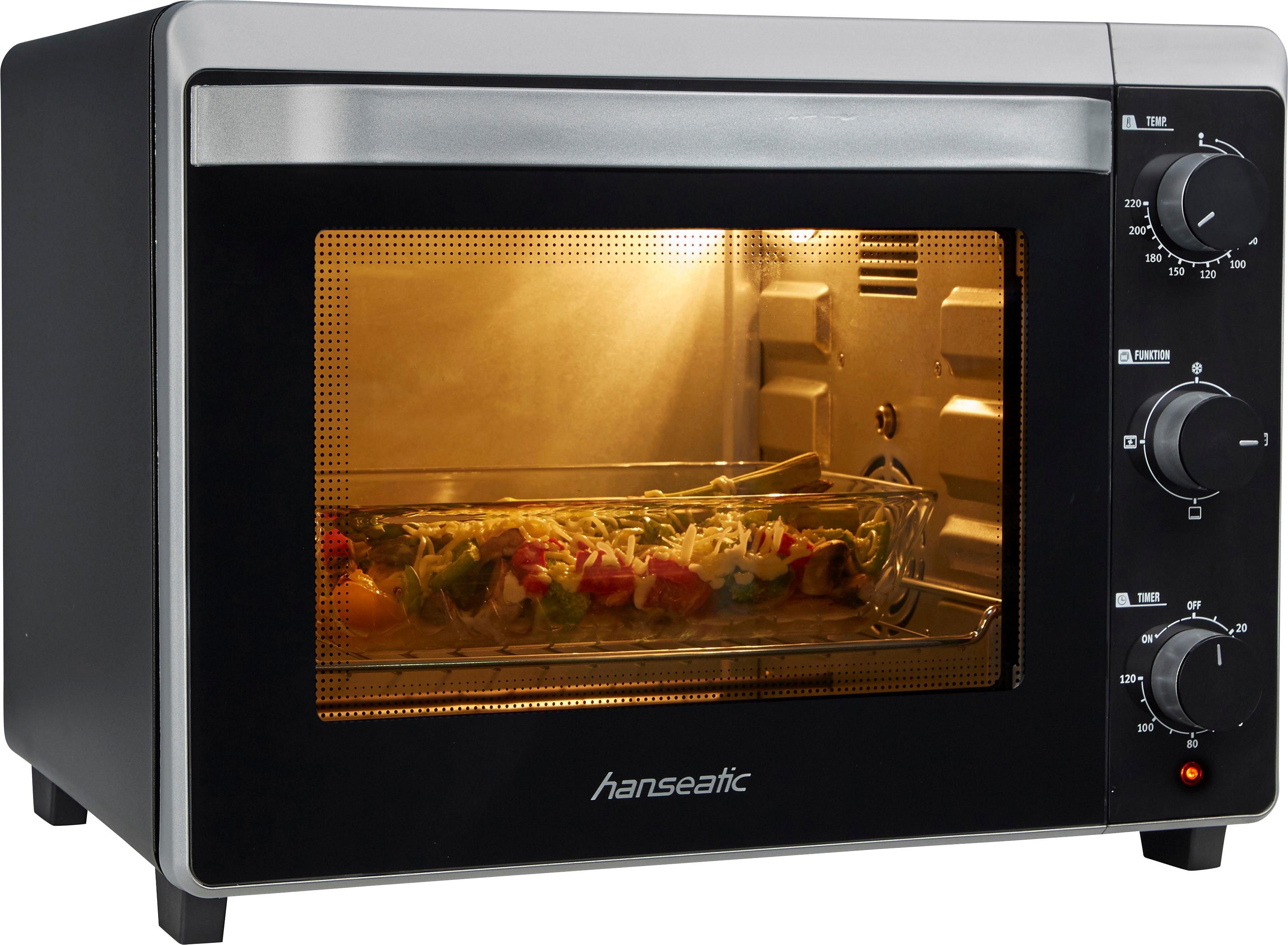 Hanseatic Minibackofen 17194935, 30 L Volumen, 1600 W, Grillrost, Fettpfanne, Drehspieß, Testnote "GUT", Zeitschaltuhr