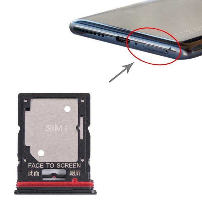 Wigento Dual SIM Karten Halter Adapter Schwarz für Xiaomi Redmi Note 11 Pro Plus 5G Ersatzteil Smartphone-Adapter 0 cm