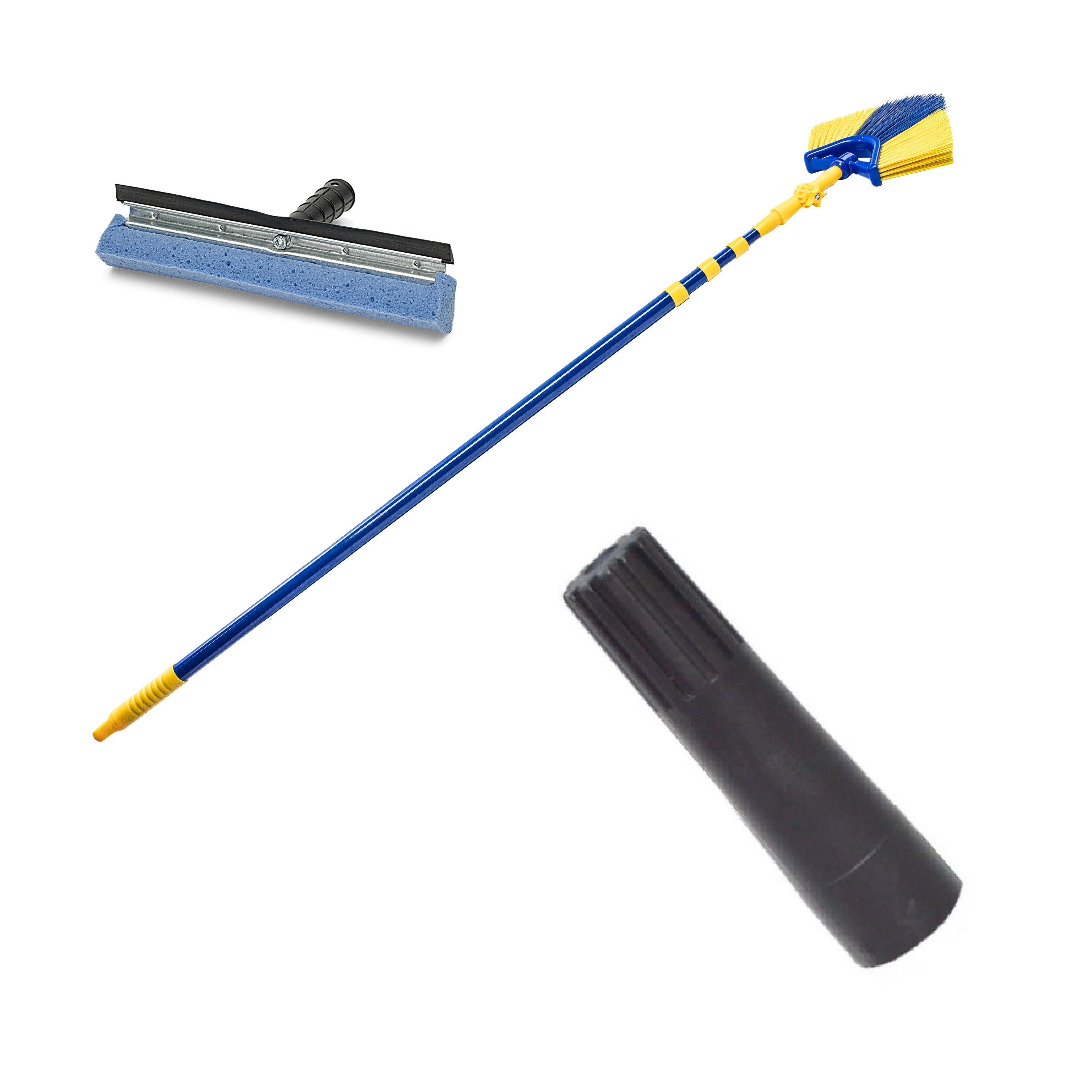 Neustanlo Teleskopstiel 4-tlg Eckbesen-Set 4,25 m, Fensterwischer mit Gummilippe & Adapter, optimal für schwer erreichbare Stellen, vielseitige Anwendungen