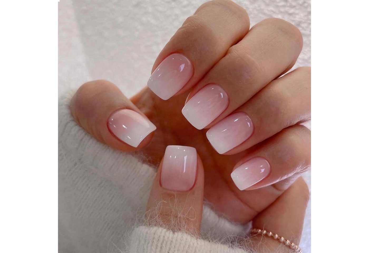 LuxusKollektion Kunstfingernägel 24 Stücke Ombré Pink Quadratische Falschnägel Glänzend Akryl