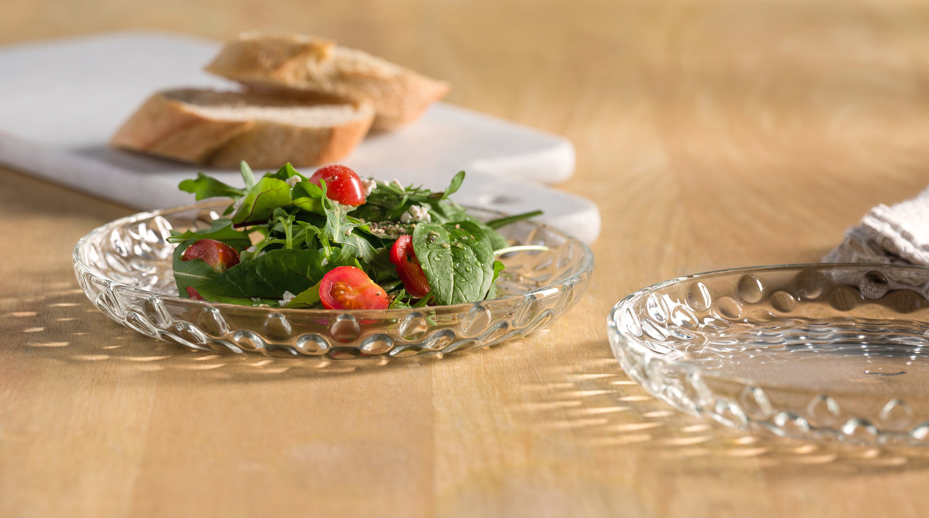 LEONARDO Schale Schalen-/Teller-Set, 5er Set CUCINA OPTIC, 4x Ø 18 cm & 1x Ø 22 cm, Glas, (Set, 5-tlg), spülmaschinengeeignet