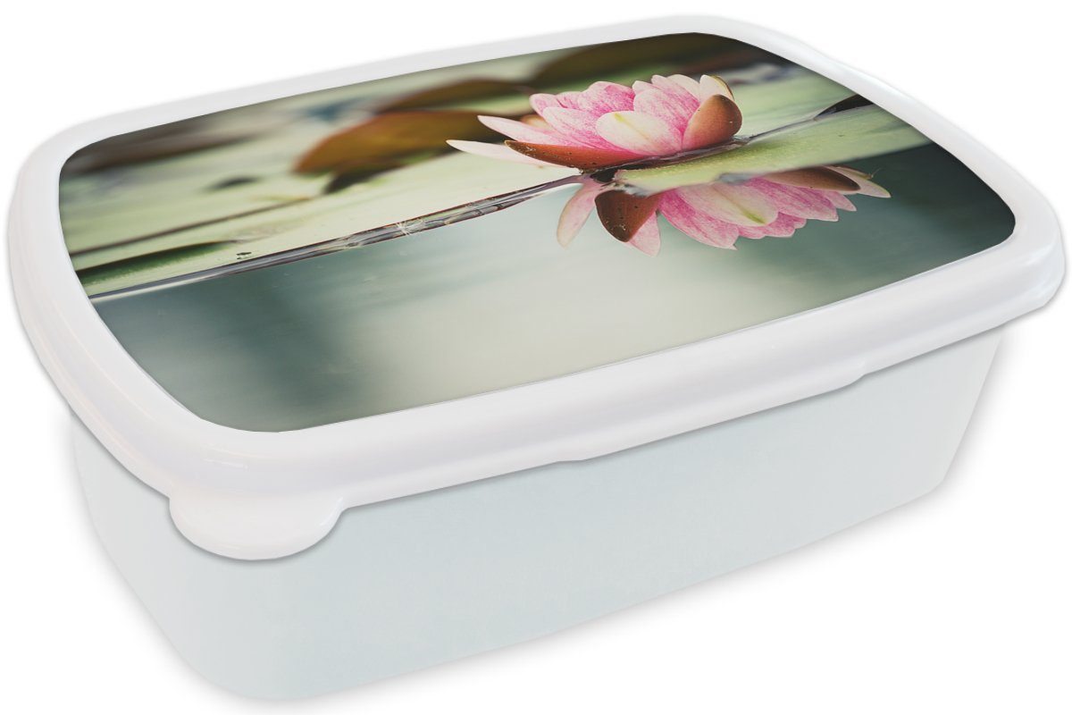 MuchoWow Lunchbox Seerose - Blumen Jungs für Brotdose, weiß Wasser, Mädchen Erwachsene, Kunststoff, und für (2-tlg), - Kinder und Brotbox