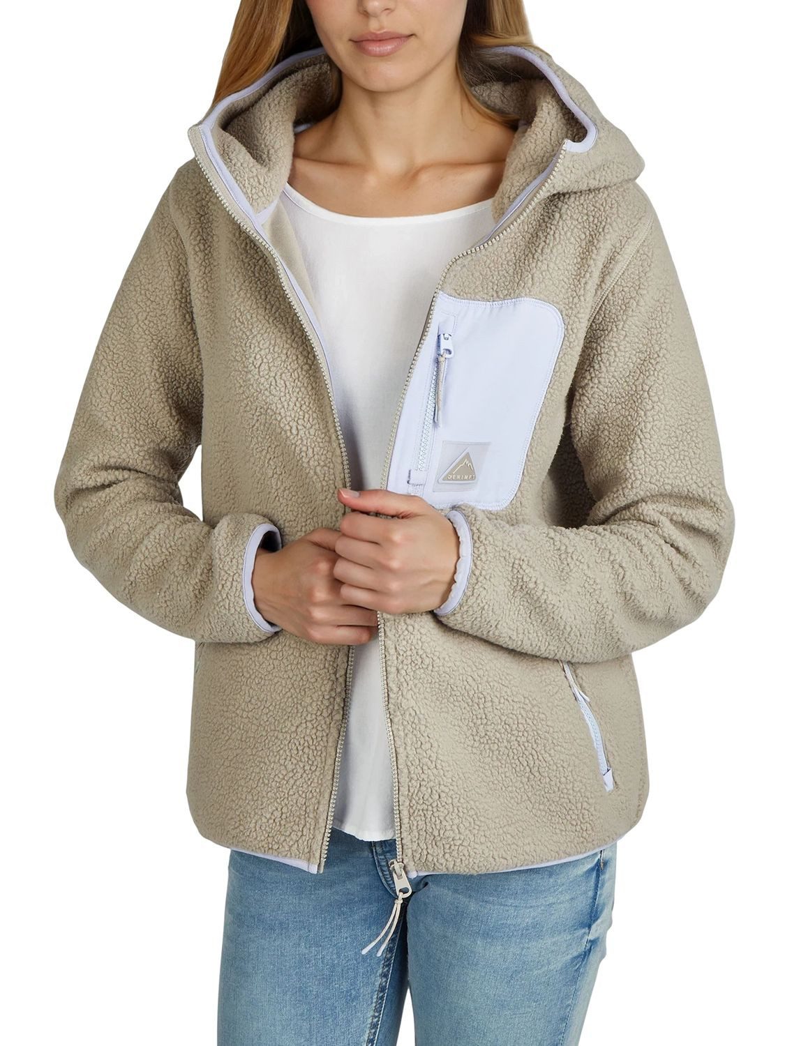 DENIMFY Outdoorjacke Damen Fleecejacke DFLea Regular Fit Übergangsjacke mit Teddyfleece