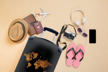 MuchoWow Handgepäckkoffer Weltkarte - Gold - Luxus, 4 Rollen, Reisetasche mit rollen, Handgepäck für Ferien, Trolley, Reisekoffer