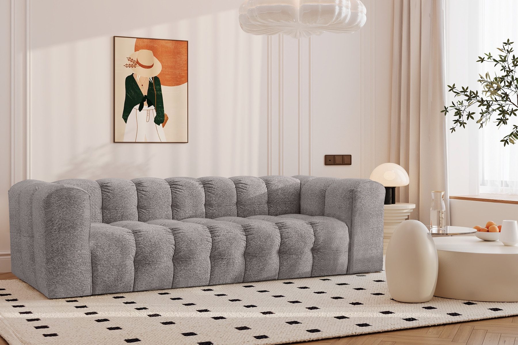 Kaiser Möbel 4-Sitzer Sofa Komfort Couch BALOO, stoff Schenille & Bouclé, modernes Design, Water-Repellent-Bezug, langlebige Konstruktion