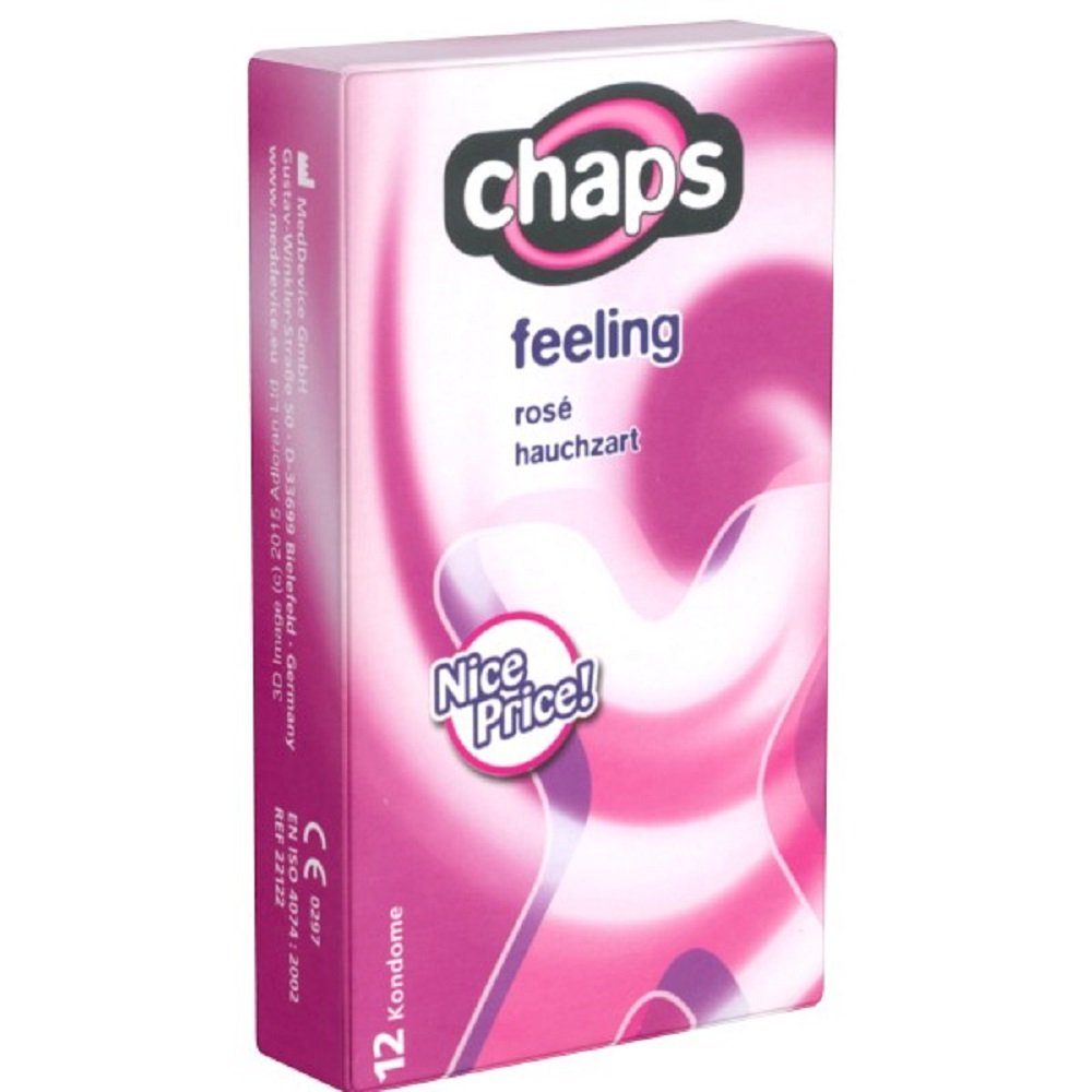 Chaps Презервативы Feeling (Hauchzart, Ros) hauchzarte Презервативы, Packung mit, 12 St., extra dünne Презервативы für mehr Gefühl, unvergleichlich zarte Презервативы