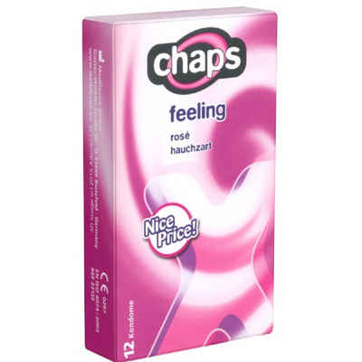 Chaps Kondome Feeling (Hauchzart, Ros) hauchzarte Kondome, Packung mit, 12 St., extra dünne Kondome für mehr Gefühl, unvergleichlich zarte Kondome
