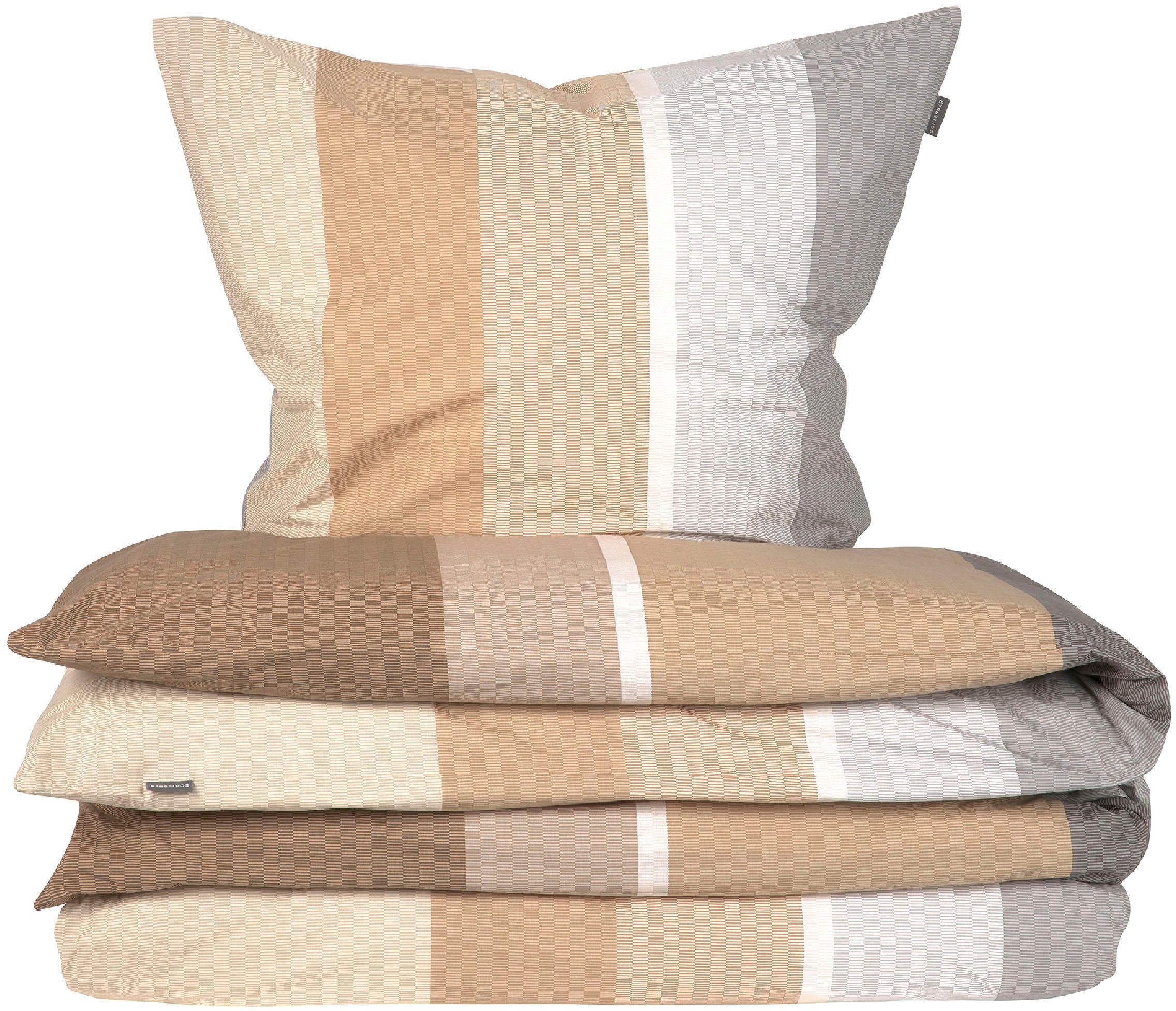 Schiesser Bettwäsche Endy Stripes aus weicher Baumwolle mit großen und kleinen Streifen, Renforcé, 2 teilig, Made in Green