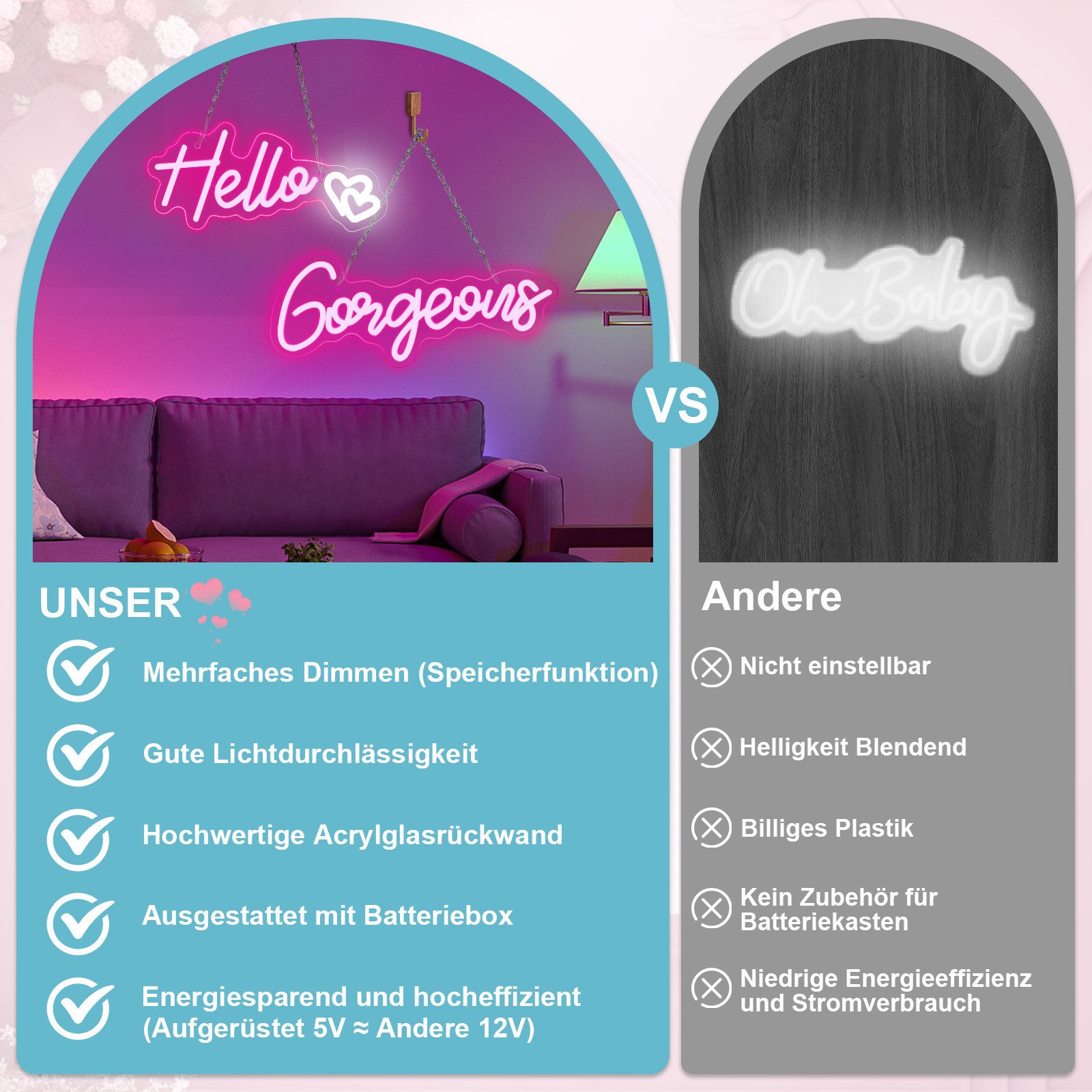 JIBENNEON LED Lichtleiste Neon Deko Hello günstig online kaufen