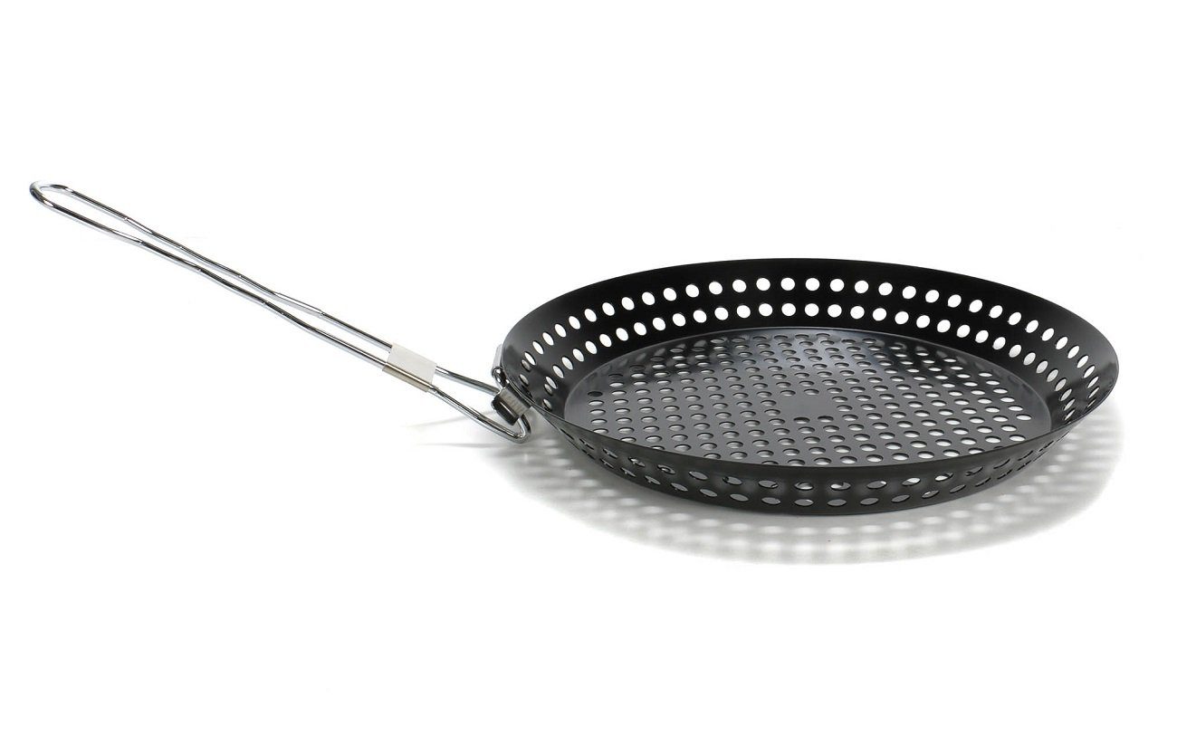 Bubble-Store Grillpfanne Pfanne gelocht mit Klappgriff, (für Fisch, Fleisch, Gemüse), BBQ Grillpfanne