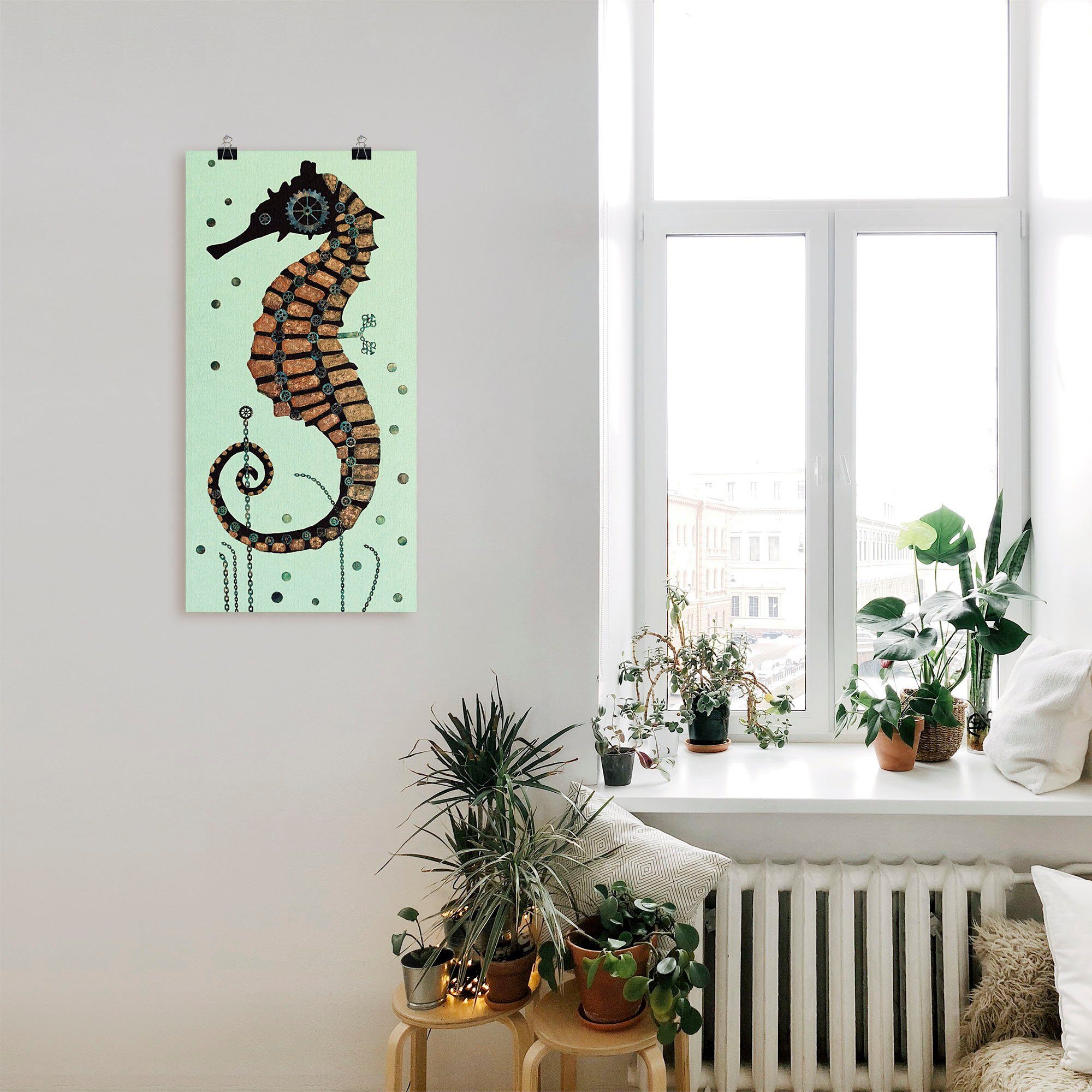 Artland Poster Seepferdchen Textur, Wassertiere (1 St), ohne Rahmen