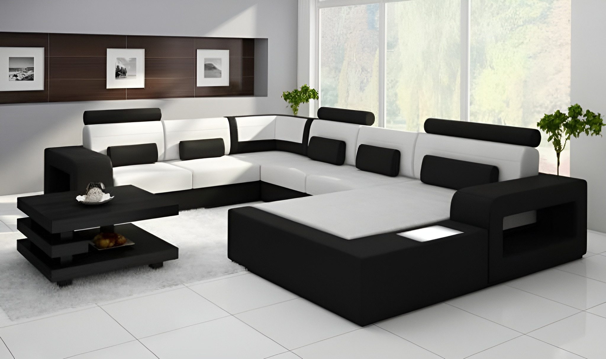 Xlmoebel Wohnlandschaft Sofa mit USB-Anschluss und integrierter Beleuchtung, Hergestellt in Europa