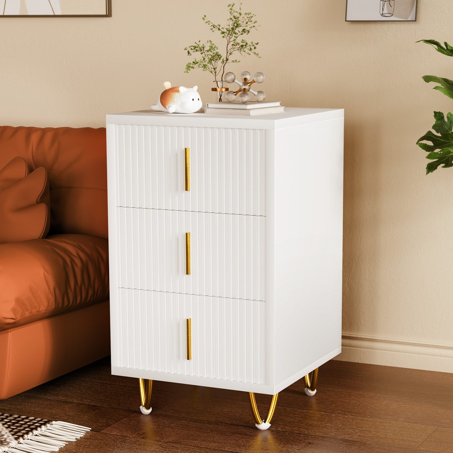 oyajia Nachttisch Nachtschrank mit 3 Schubladen, Beistelltisch, Nachtkommod günstig online kaufen