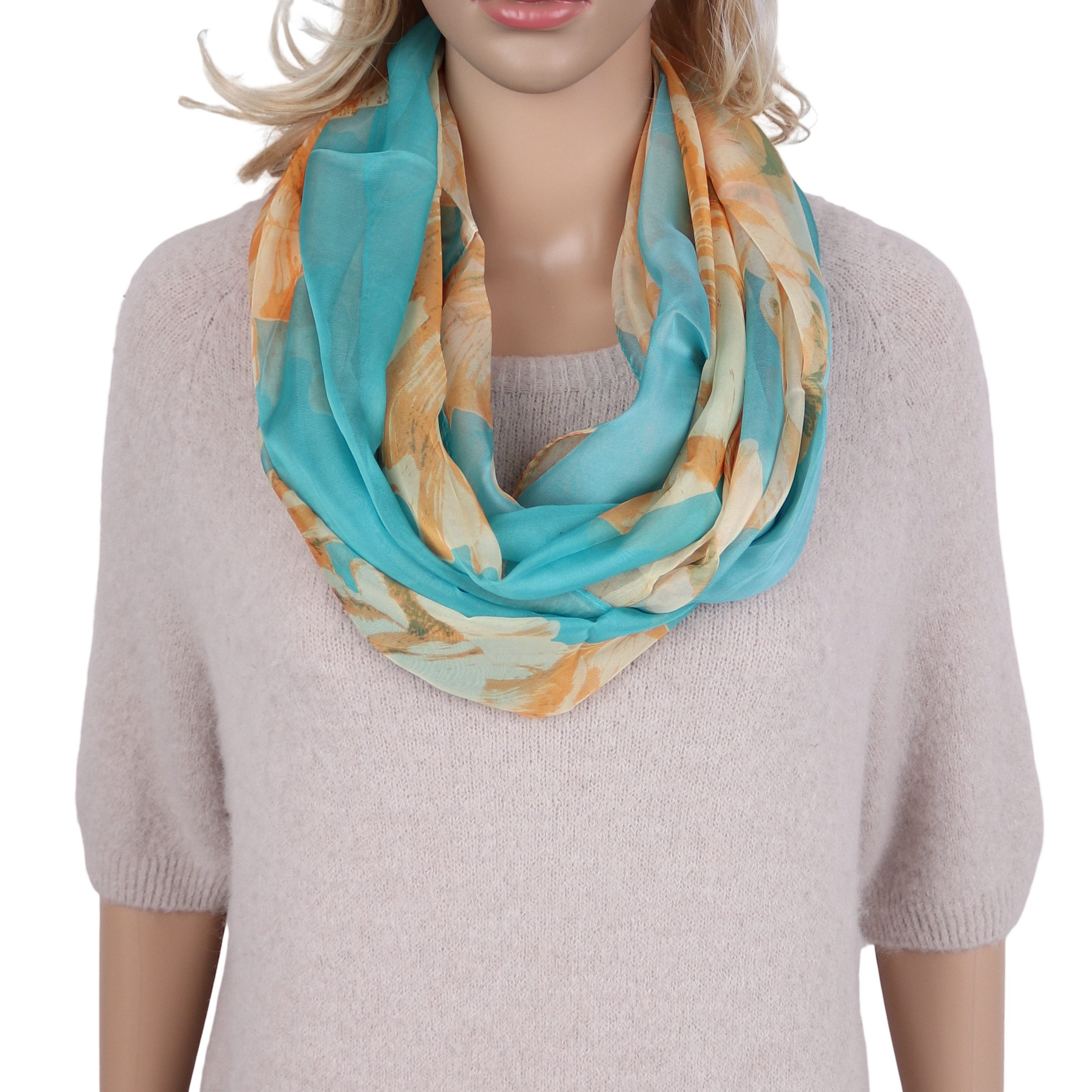 Loop Damen Schal mit Tollem Muster Weich aus 100% Viskose, Schlauchschal