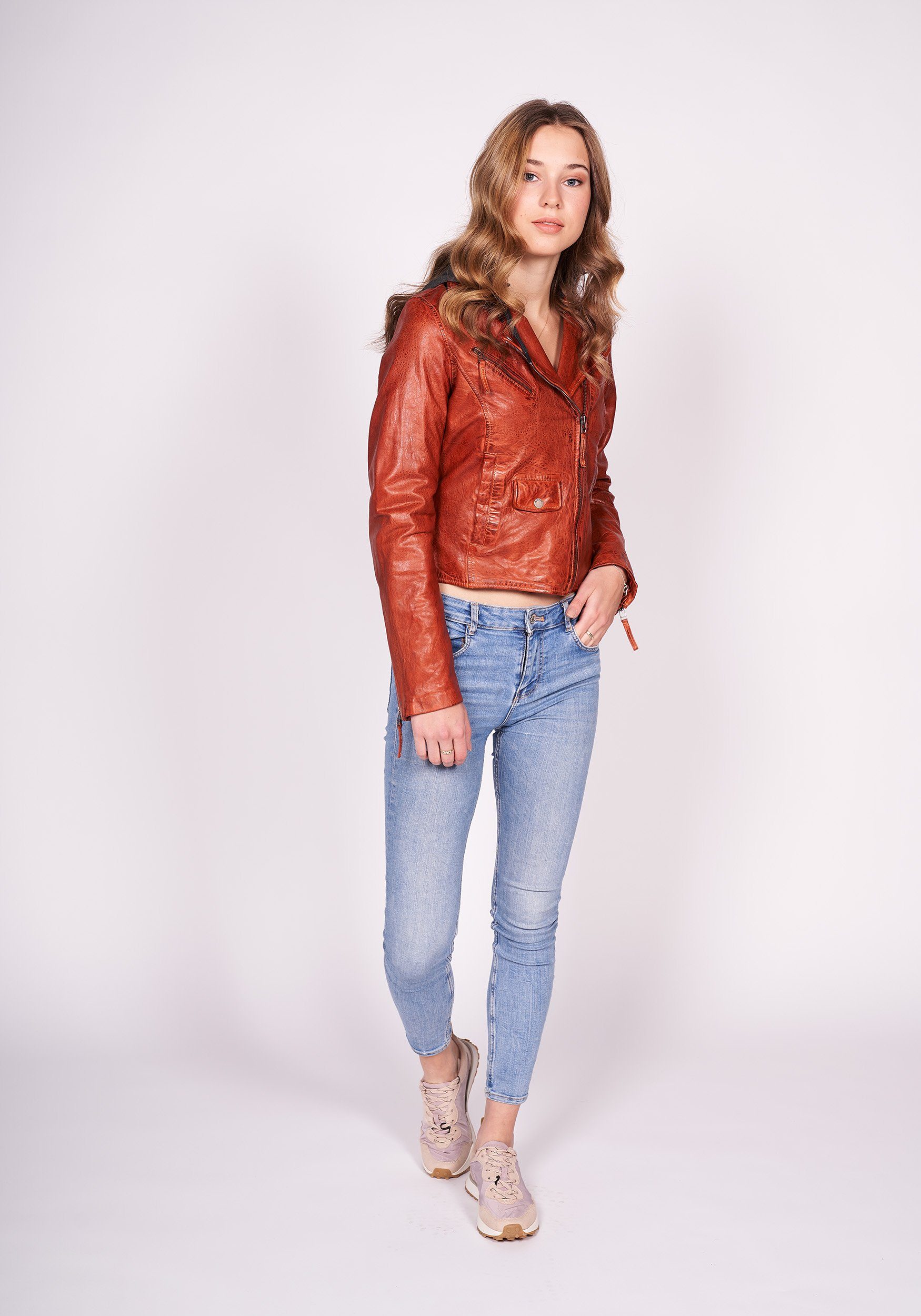 Freaky Nation Lederjacke Easy cognac Biker