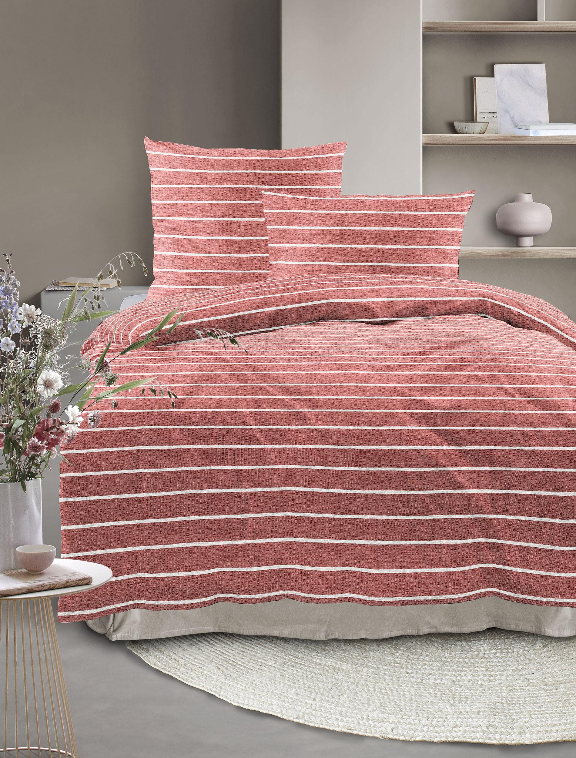Irisette Bettwäsche Easy 8548, Seersucker, 2 teilig, kühlend und atmungsaktiv, pflegeleicht und bügelfrei
