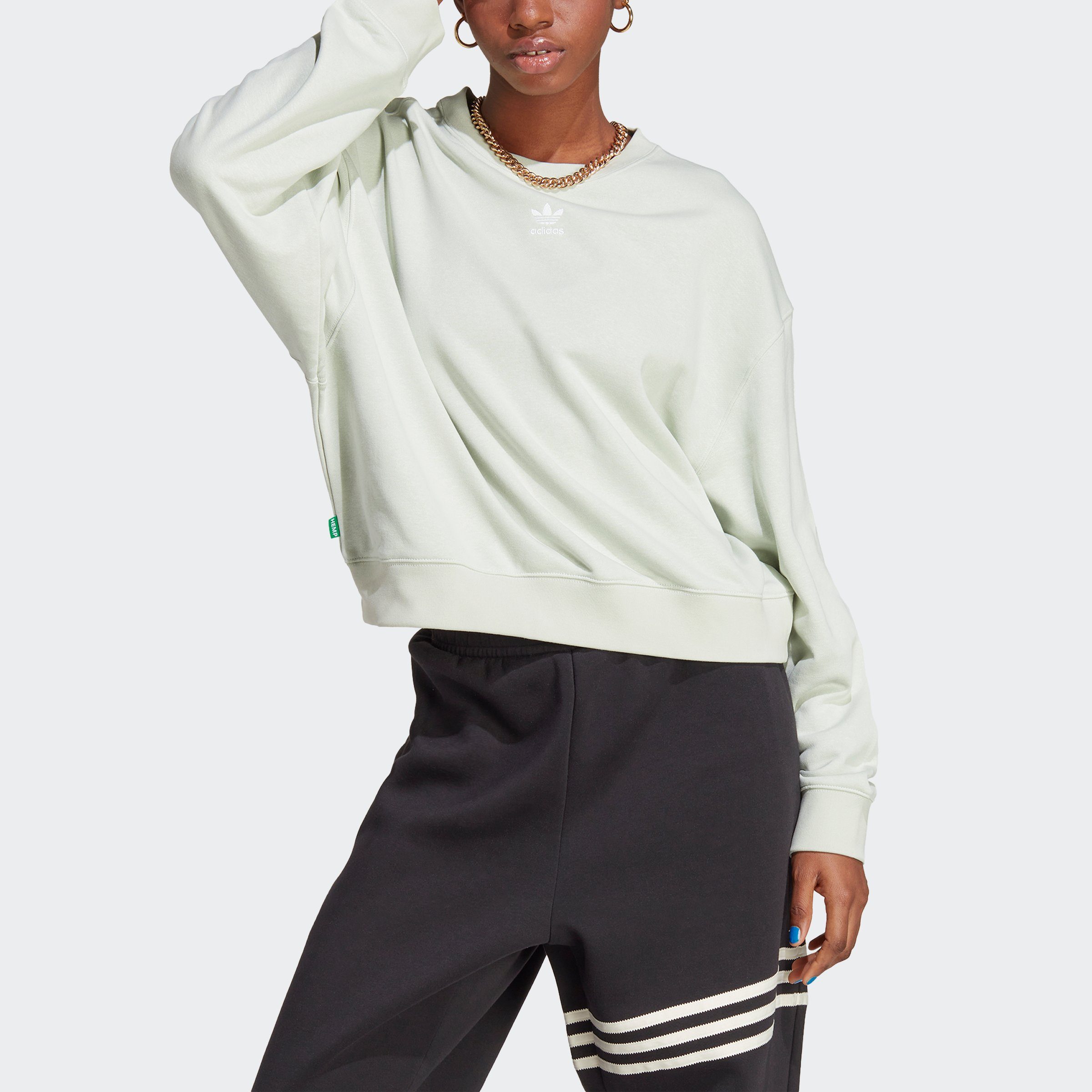 adidas Originals MADE Linen PULLOVER Green ESSENTIALS+ HEMP WITH Kapuzensweatshirt