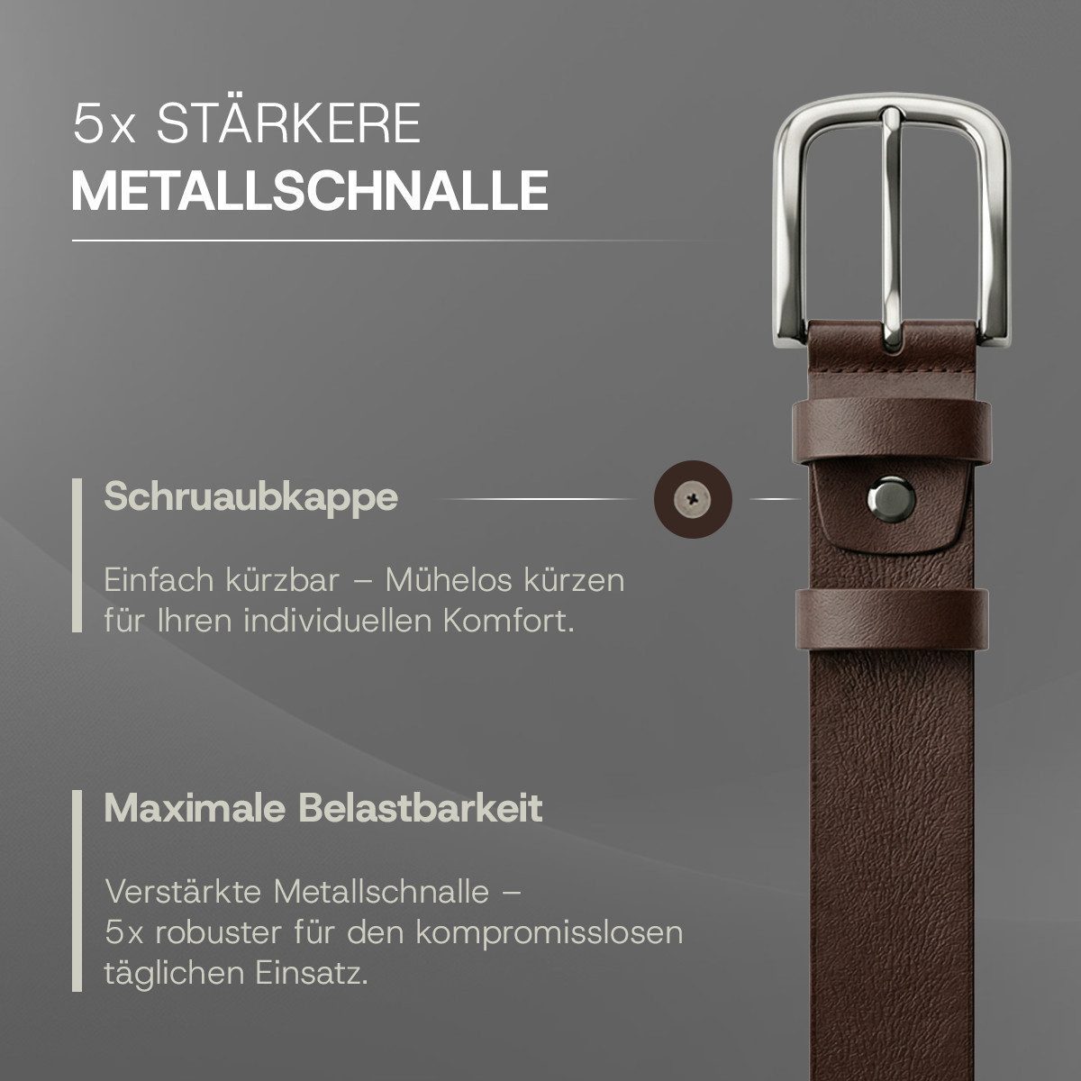 herémood Ledergürtel Gürtel Herren 4cm breit Ledergürtel Jeans Premium Geschenke für Männer (100 % Echtleder Gürtel handgefertigt, hochwertig verarbeitet, kürzb – Bild 5 von 5