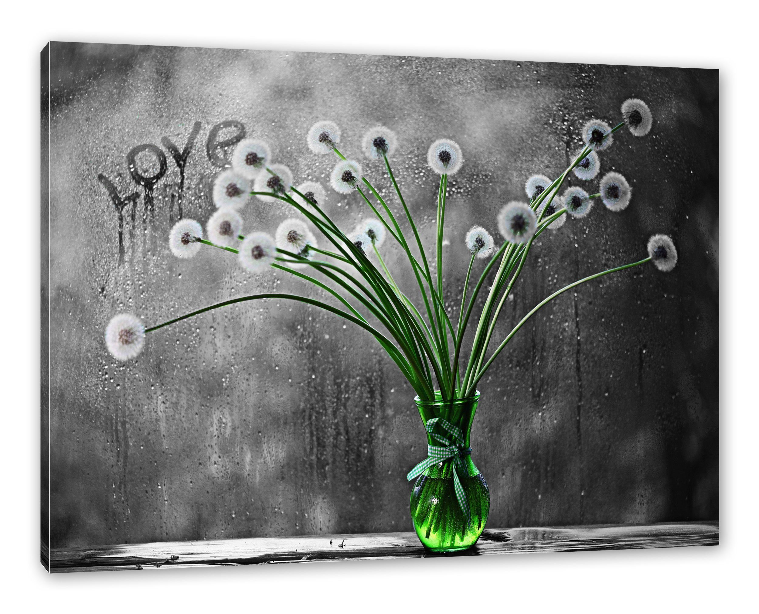 Pixxprint Leinwandbild Pusteblumen bei Regen, Pusteblumen bei Regen (1 St), Leinwandbild fertig bespannt, inkl. Zackenaufhänger