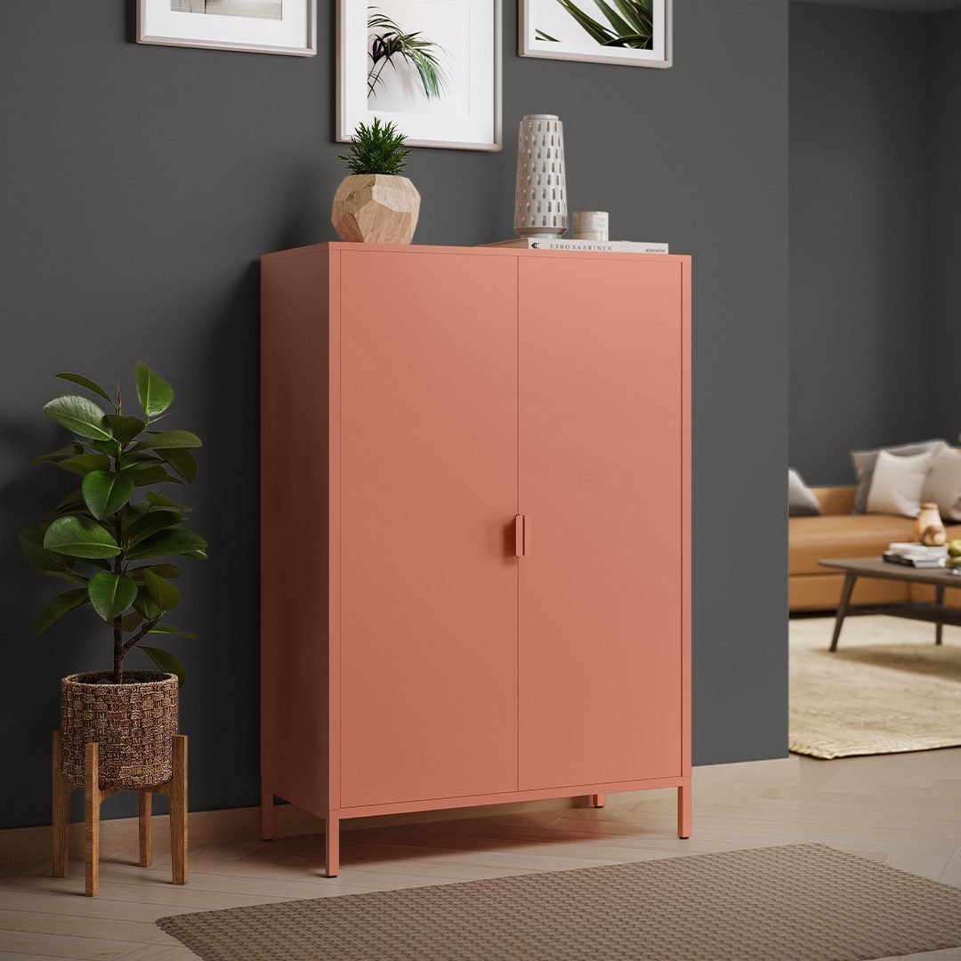 skølm Kommode Ituri aus Metall (Terrakotta), Highboard mit 2 Einlegeböden, höhenverstellbare Füße