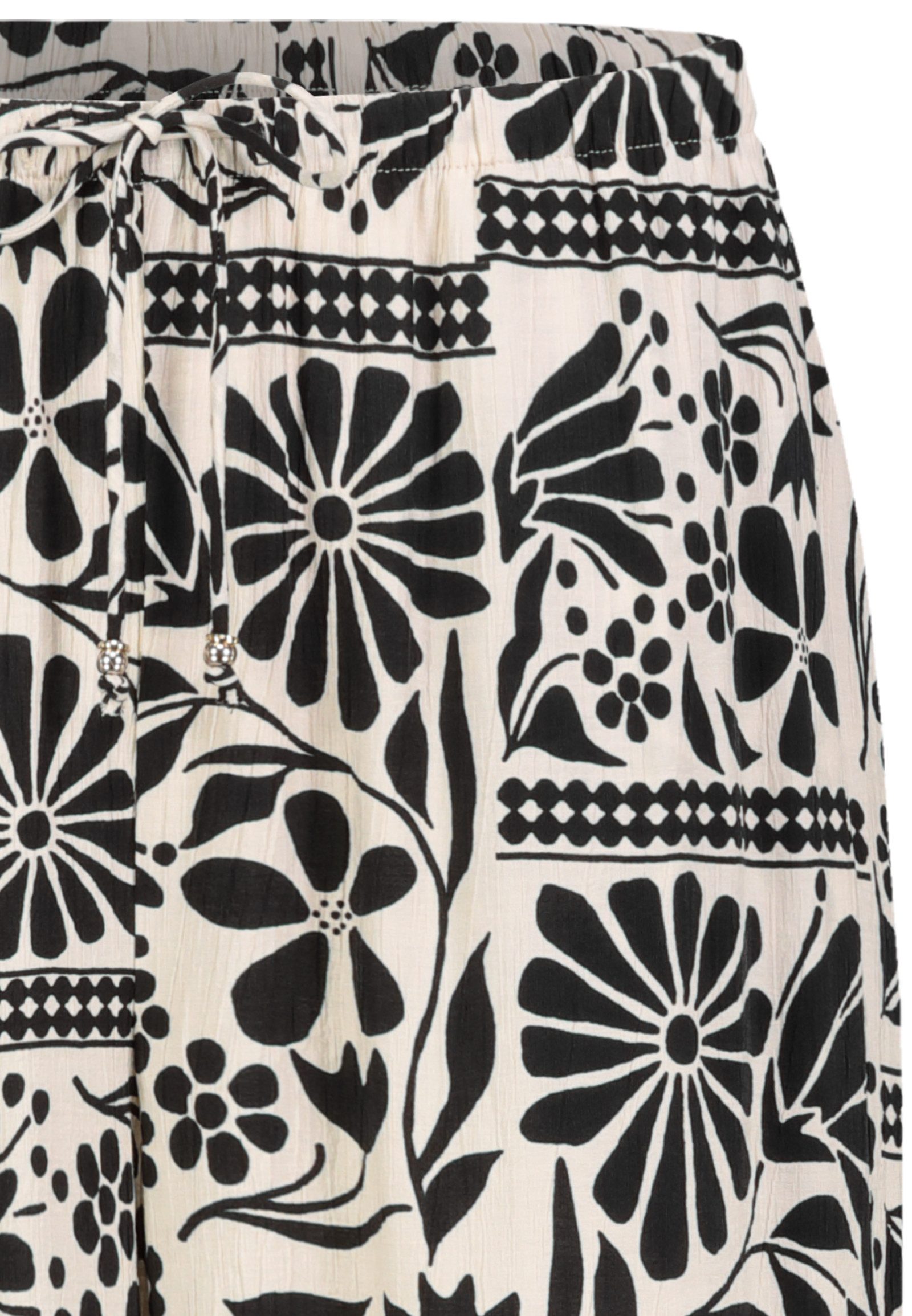 Eight2Nine Stoffhose Damen Sommerhose mit weitem Bein Allover Print, Gummibund mit Kordel & Perle
