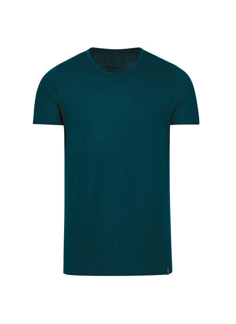 Trigema T-Shirt TRIGEMA T-Shirt aus Baumwolle/Elastan saphir