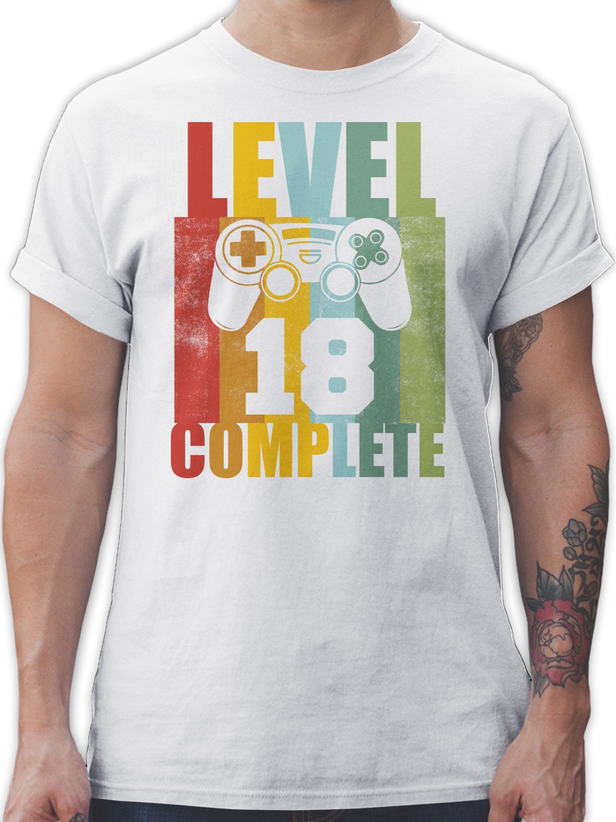 Eighteen complete Geburtstag Vintage 18. 03 Weiß T-Shirt Shirtracer Level