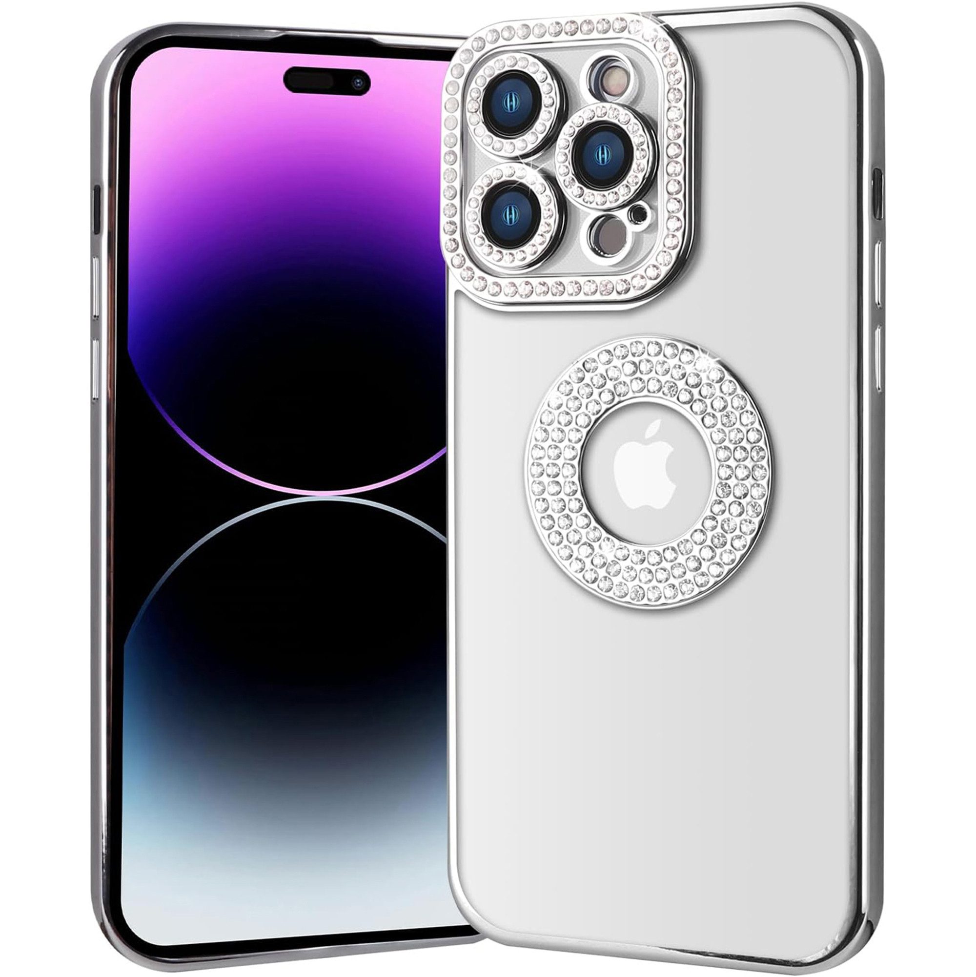 Wörleonline Handyhülle für Apple iPhone 14 Pro Max Hülle, TPU Handyhülle mit Glitzer Diamanten aus Acryl