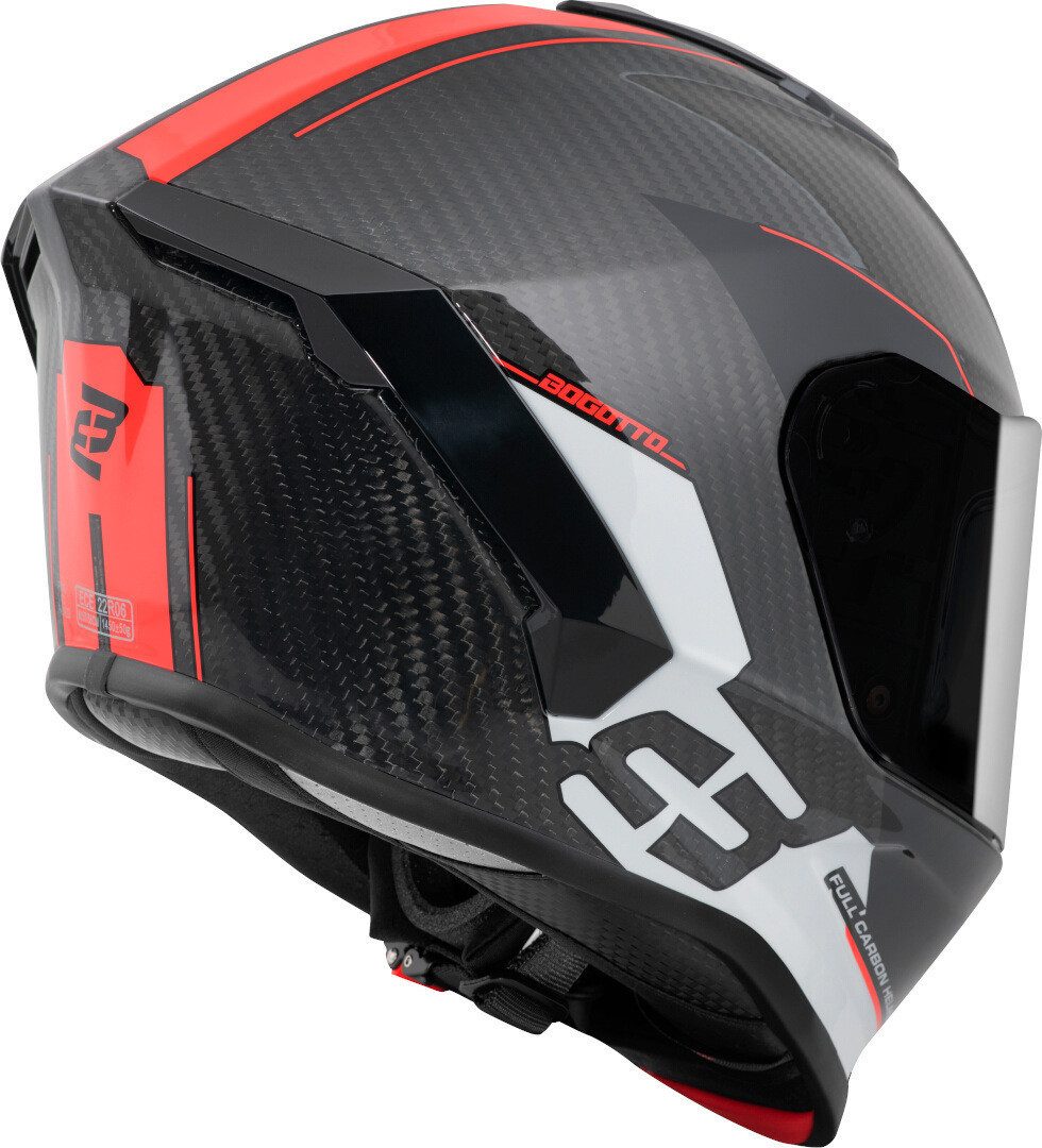 Bogotto Motorradhelm Phantom Combo Carbon Helm, vorbereitet für Kommunikationssystem,Notfallsystem-Polsterung (EQ