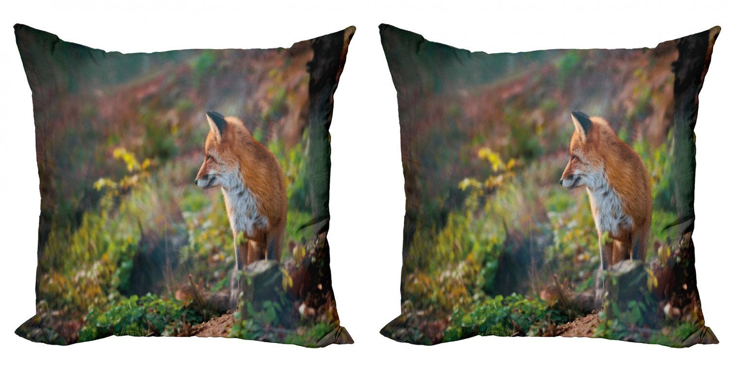 Kissenbezüge Modern Accent Doppelseitiger Digitaldruck, Abakuhaus (2 Stück), Fuchs Junge Wilde Fox in Woodland