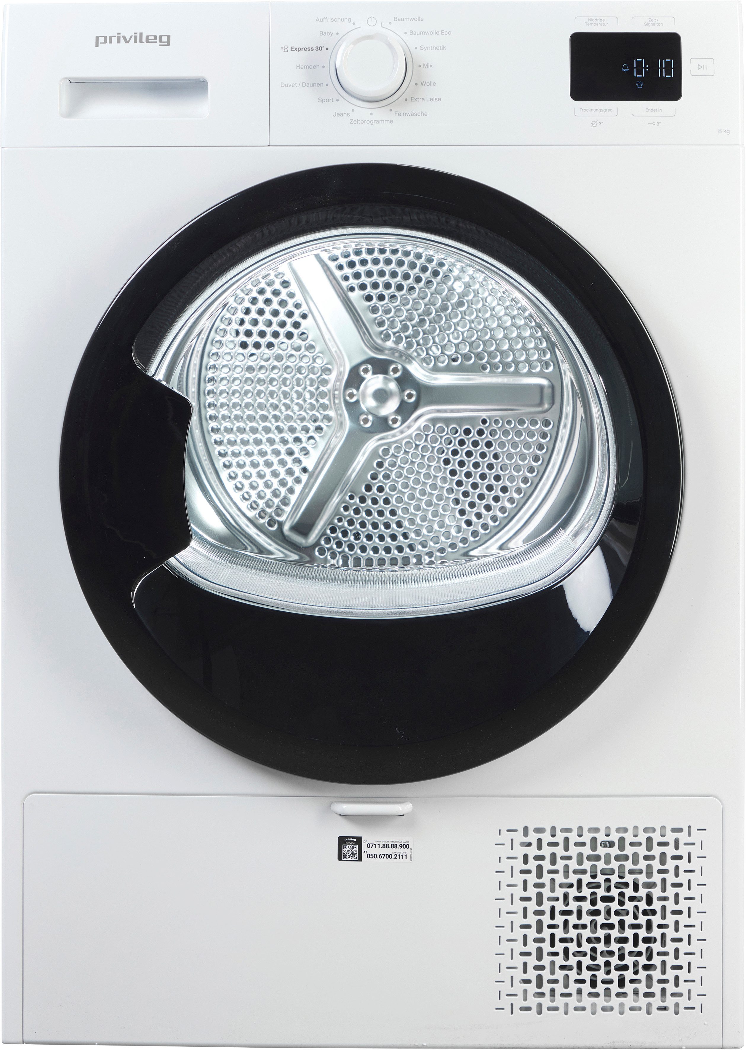 Privileg Wärmepumpentrockner MyTimeDryer PT 840C W, Knitterschutz – verhindert die Bildung von Knitterfalten