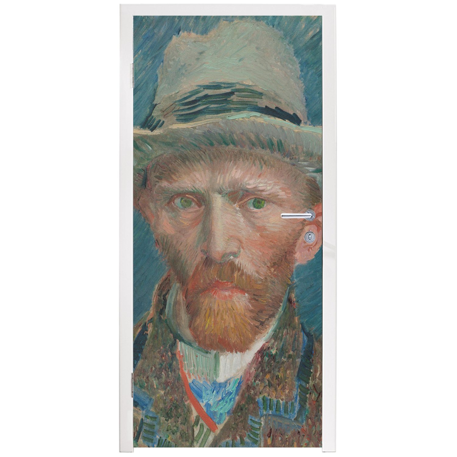 Türaufkleber, Türtapete Gemälde 1887 cm Gogh, von Fototapete 75x205 Vincent - Tür, (1 van Matt, MuchoWow Selbstporträt für bedruckt, St),