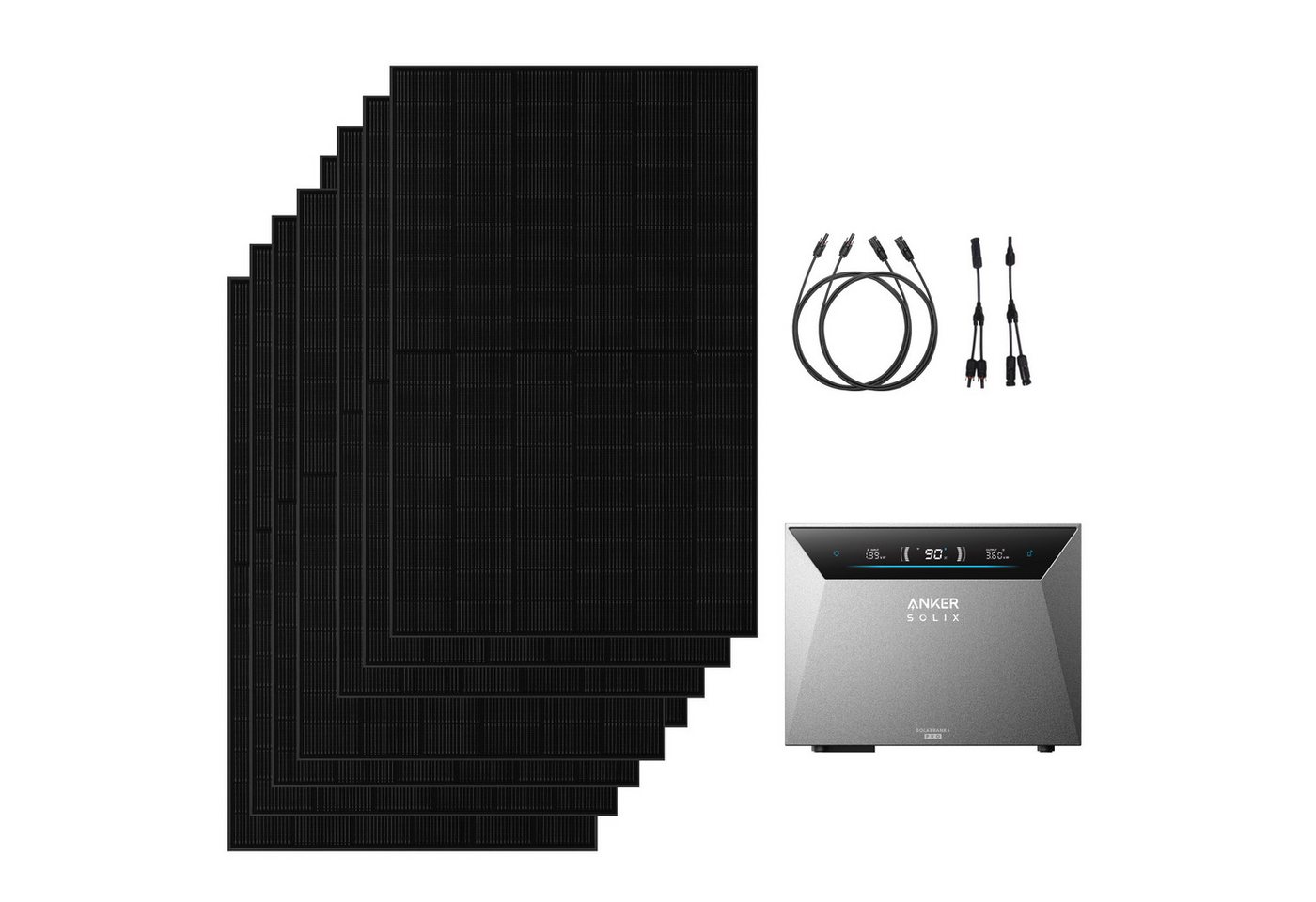 Anker Balkonkraftwerk Anker Solix 4000W PV Komplettset mit Solarbank 4 E5000 Pro, 2500 W, (Set, 8-St., Ohne/Mit BP5000 Erweiterungsakku), mit 2500W Ausgangsleistung, IP66