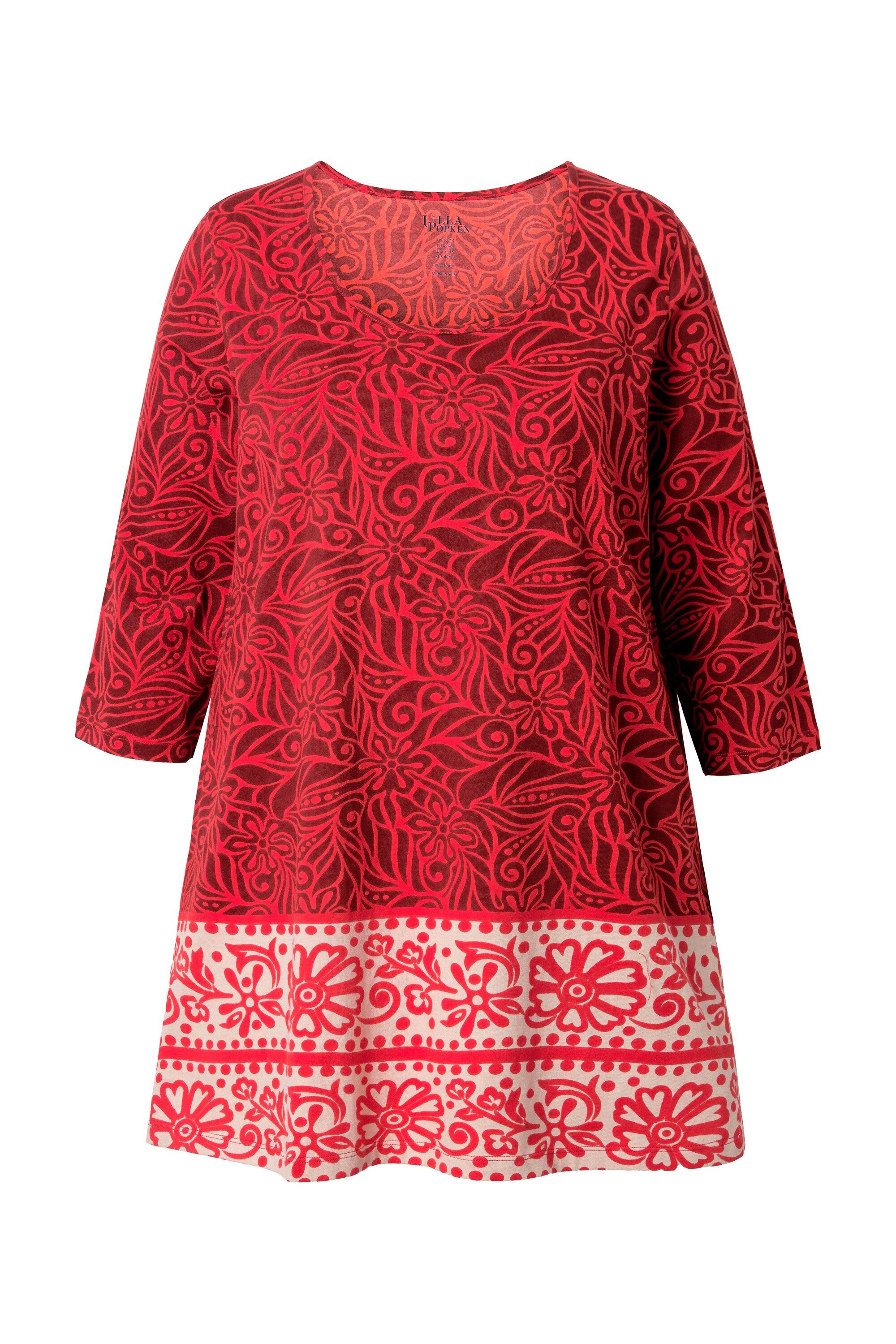 Ulla Popken Longshirt Longshirt A-Linie Rundhalsausschnitt 3/4-Arm günstig online kaufen