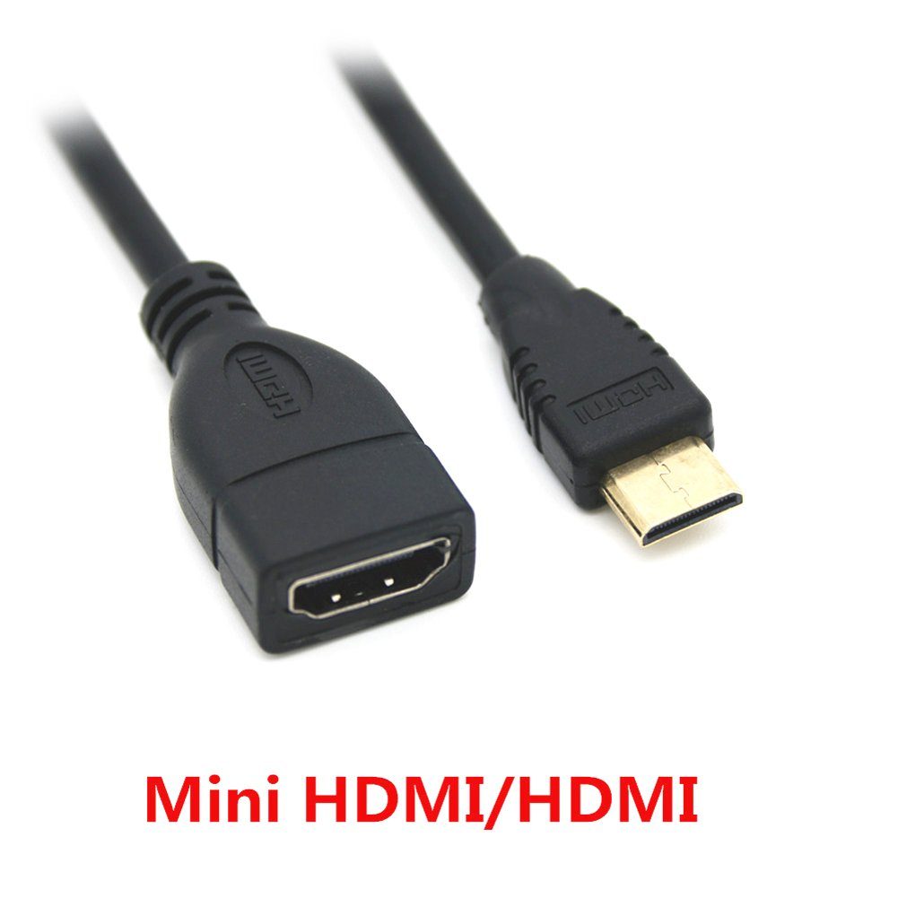 Bolwins F28 Mini HDMI Typ D Stecker zu HDMI Buchse Adapter Kabel Stecker HD TV Computer-Kabel, Mini HDMI Stecker, HDMI Buchse Typ A (19-polig) (17 cm), Vergoldete Kontakte, Plug & Play