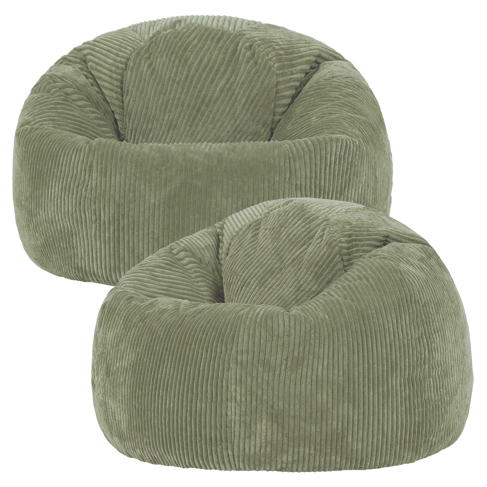 icon Sitzsack Erwachsene 2er Set Klassischer Sitzsack aus Cord „Kingston“, 85x50cm, Made in Germany, für Erwachsene & Kinder, mit Füllung