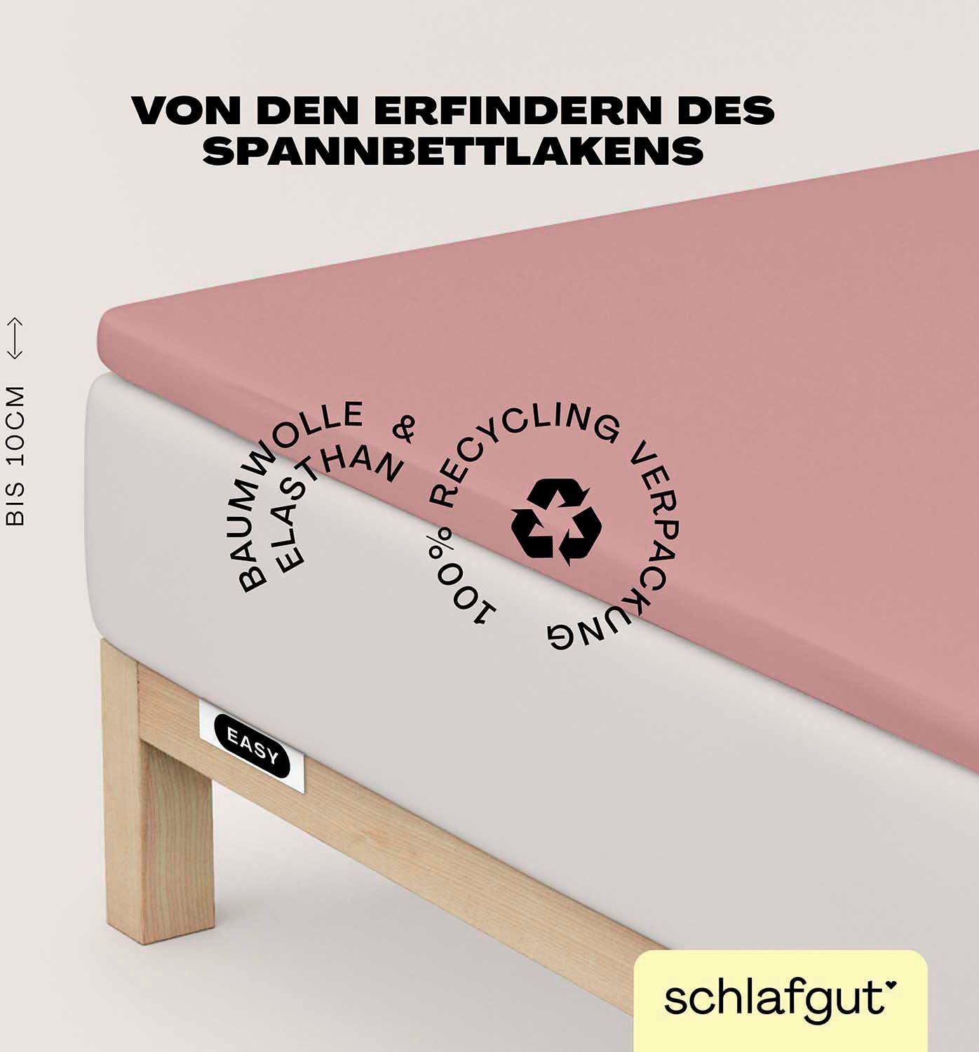 Schlafgut Spannbettlaken EASY Jersey Elasthan Topper, Jersey, Gummizug: rundum, (1 Stück), MADE IN GREEN by OEKO-TEX®