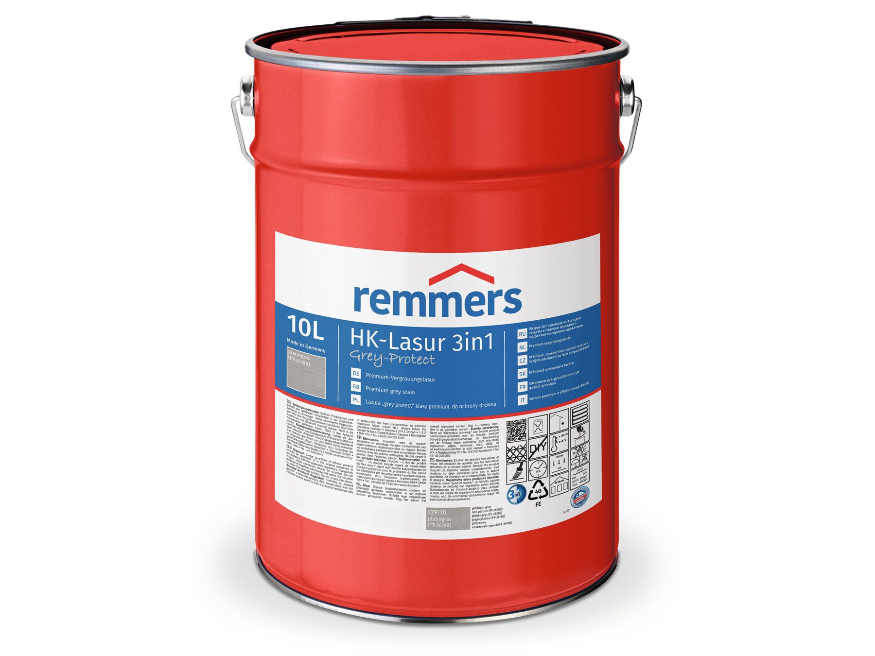 Remmers Holzschutzlasur HK-Lasur 3in1 Grey-Protect 10 Liter, 3in1 Holzschutz, Feuchtigkeit- und UV-Schutz