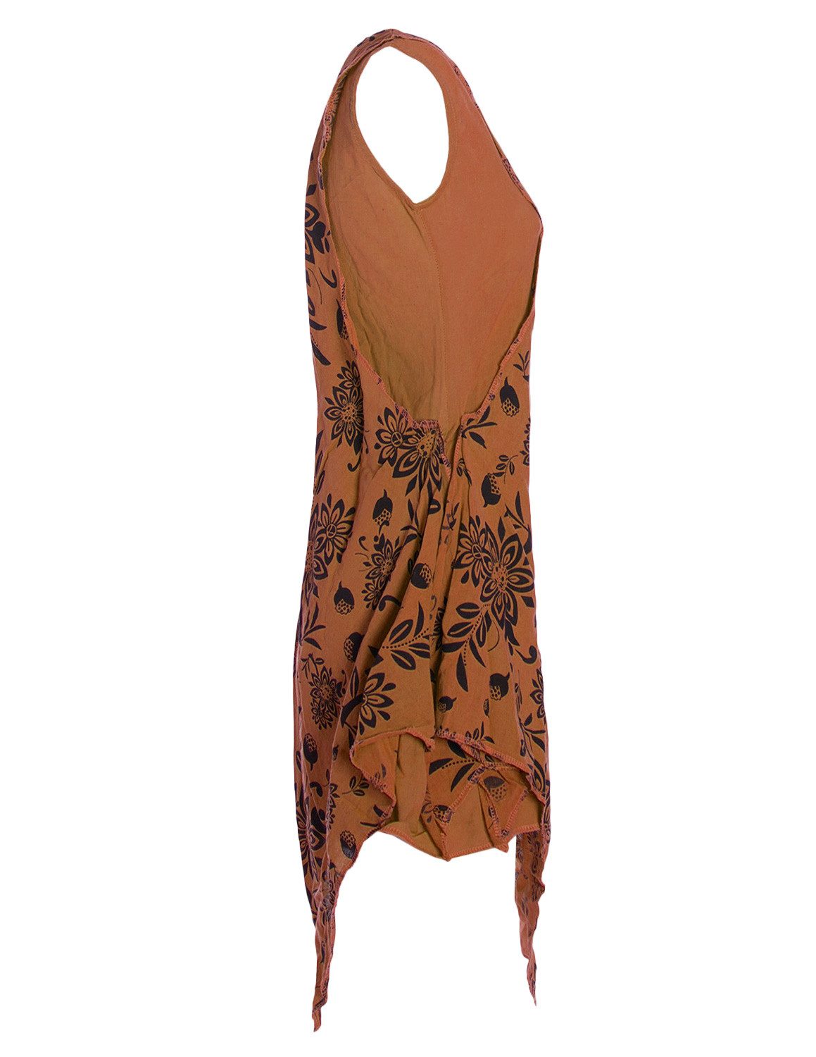 Vishes Zipfelkleid Strandkleid Damen Lagenlook Zipfel Blumenprint Baumwolle Alternative Mode, Boho, Hippie, Ethno, Festival
