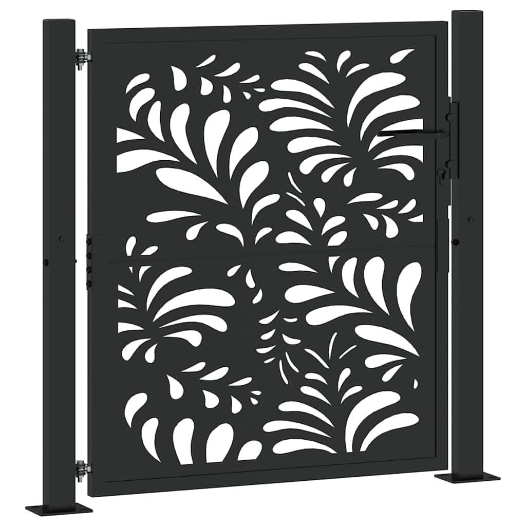 vidaXL Gartentor Gartentor Schwarz 105x106 cm Stahl Wellen-Design günstig online kaufen