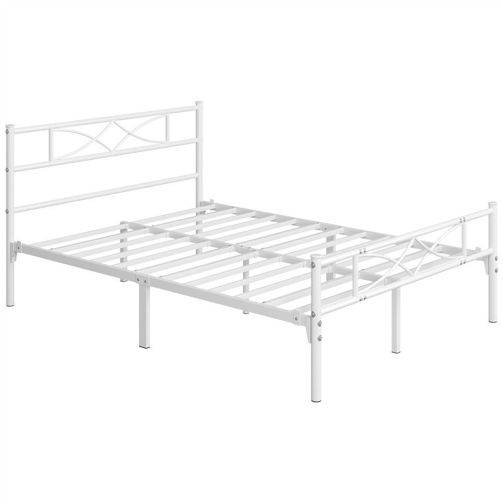 Yaheetech Metallbett Bettgestell im industriellen Stil, Bettrahmen mit Kopfteil Gästebett mit Lattenrost für Schlafzimmer