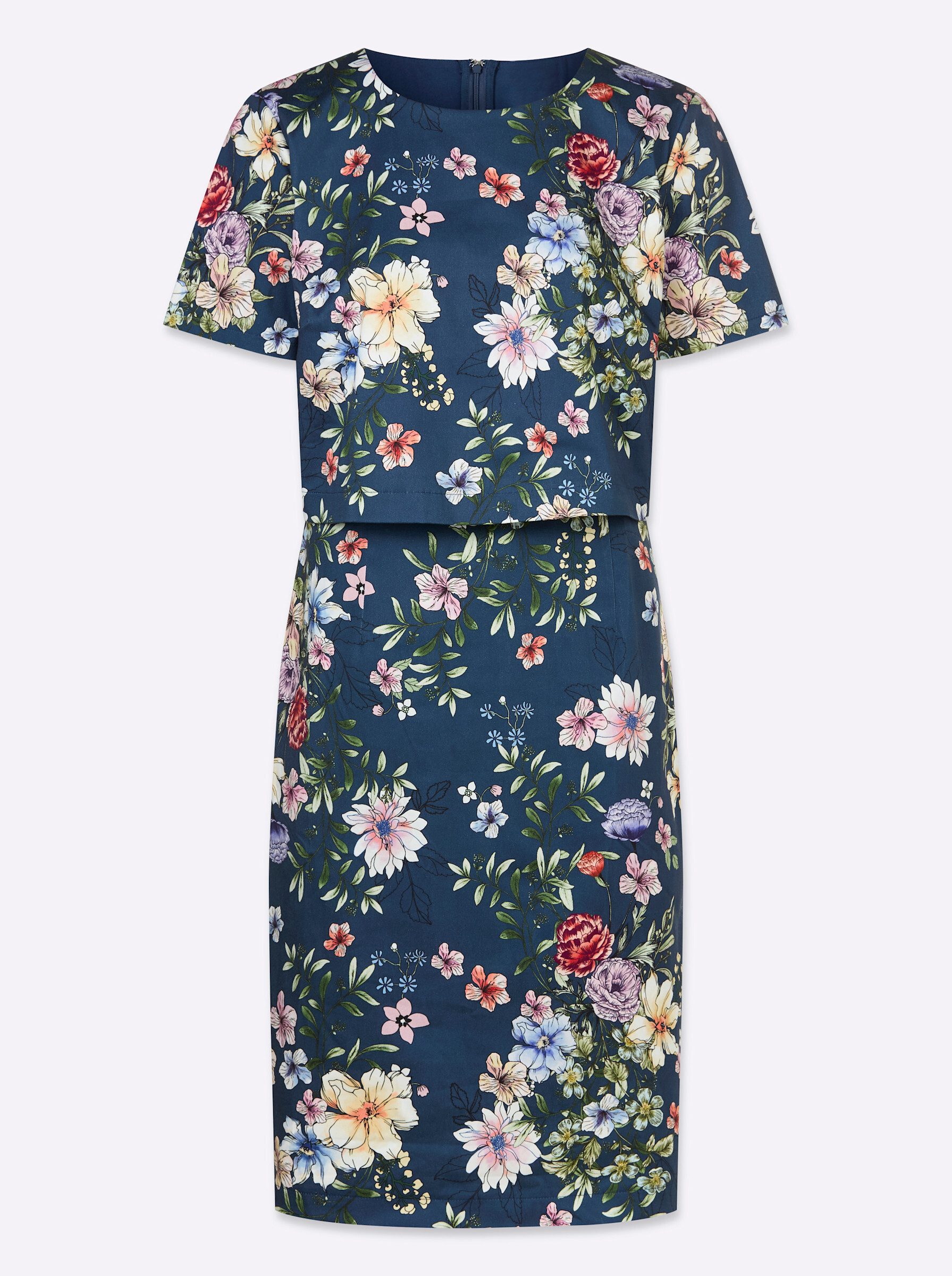 Etuikleid Druck-Kleid Kurzarm
