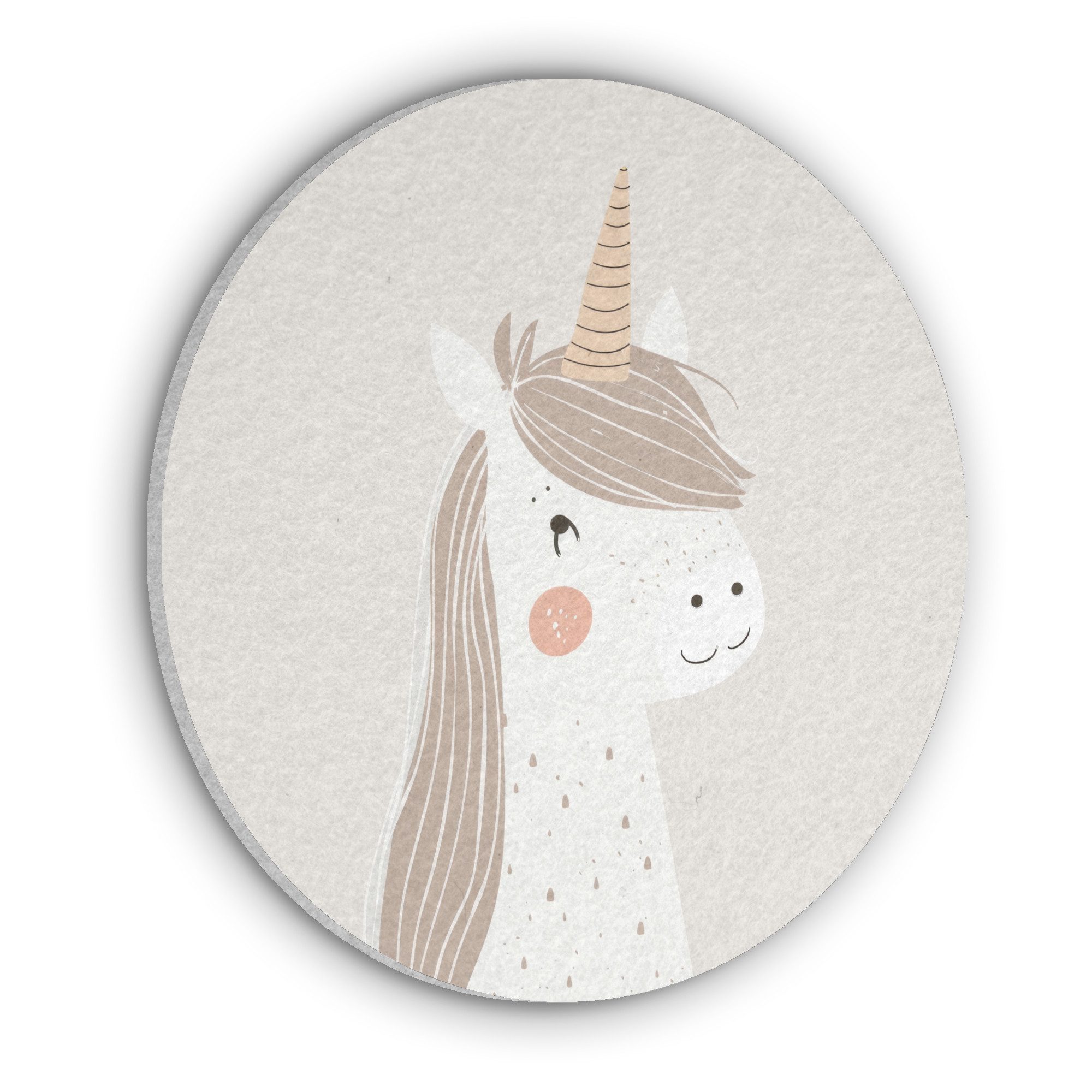 MuchoWow Gemälde Einhorn - Pastellfarben - Einhorn, Fotodruck (1 St), Wandkreis XXL, Wandpaneele, Schalldämmung, Akustikbilder 90x90 cm