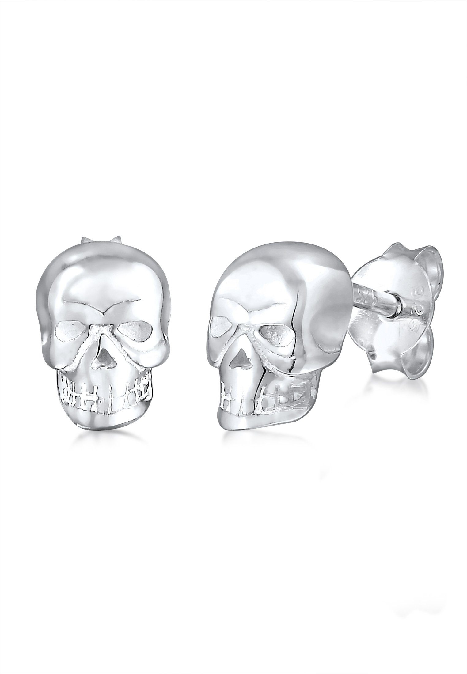 Elli Paar Ohrstecker Totenkopf Rock Gothic Trend 925 Silber, Totenkopf