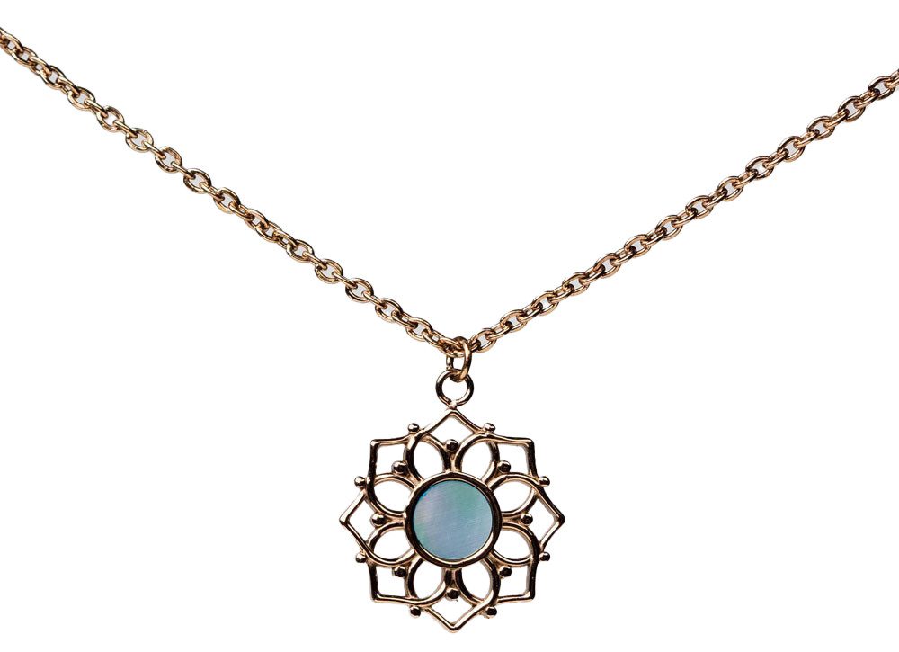 Holzkern Kette mit Anhänger Halskette mit blauem Perlmutt Anhänger - Holzkern Modell: Jewelry
