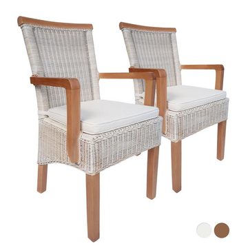 soma Sessel Soma Esszimmer-Stühle-Set mit Armlehnen 2 Stück Rattanstuhl weiß Perth, Stuhl Sessel Sitzplatz Sitzmöbel