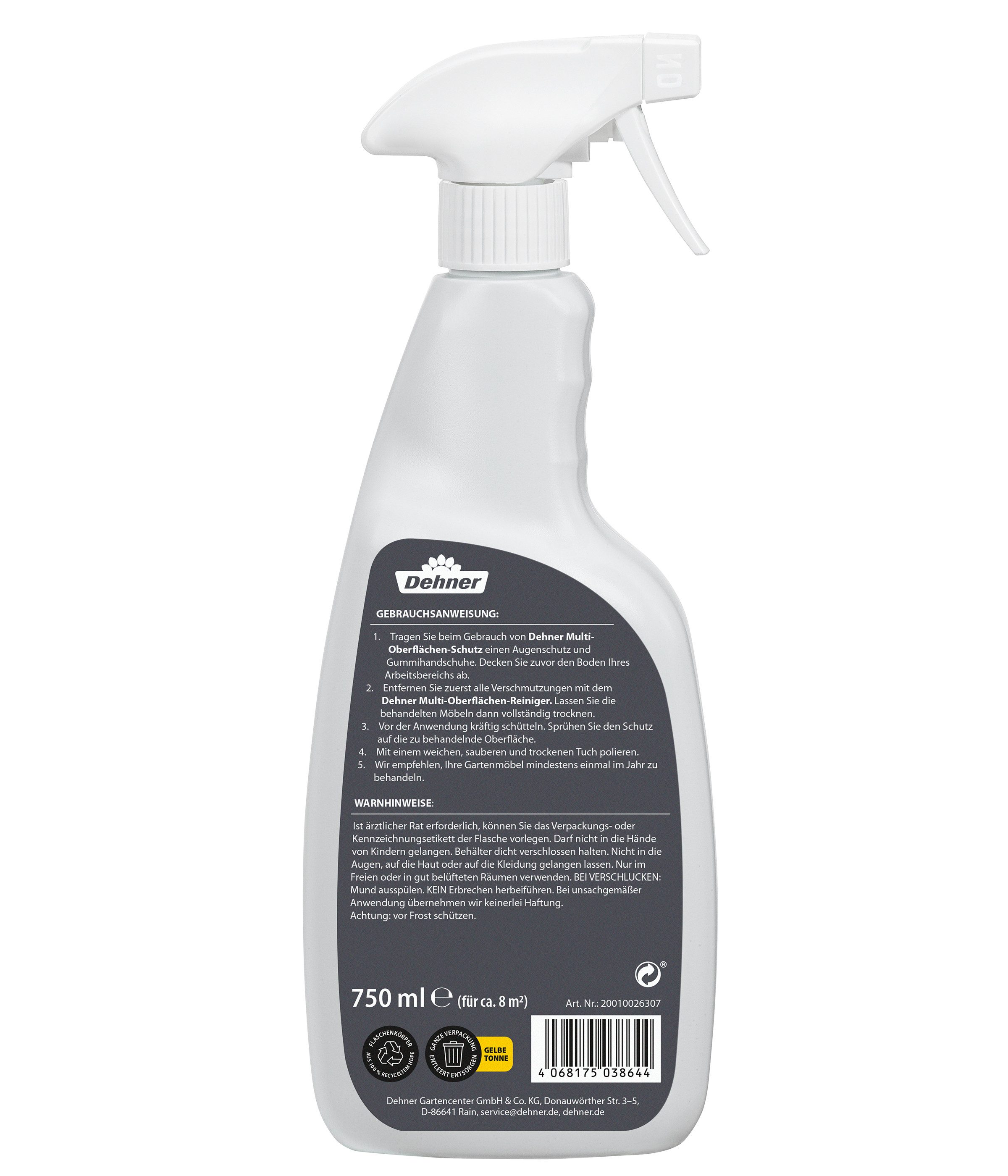 Dehner Multi-Oberflächen-Schutz, Pflege für viele Materialien, 750 ml Möbelpflegeöl-Set, Schutz für Möbel aus Stein / Geflecht / Textilene / Vinyl